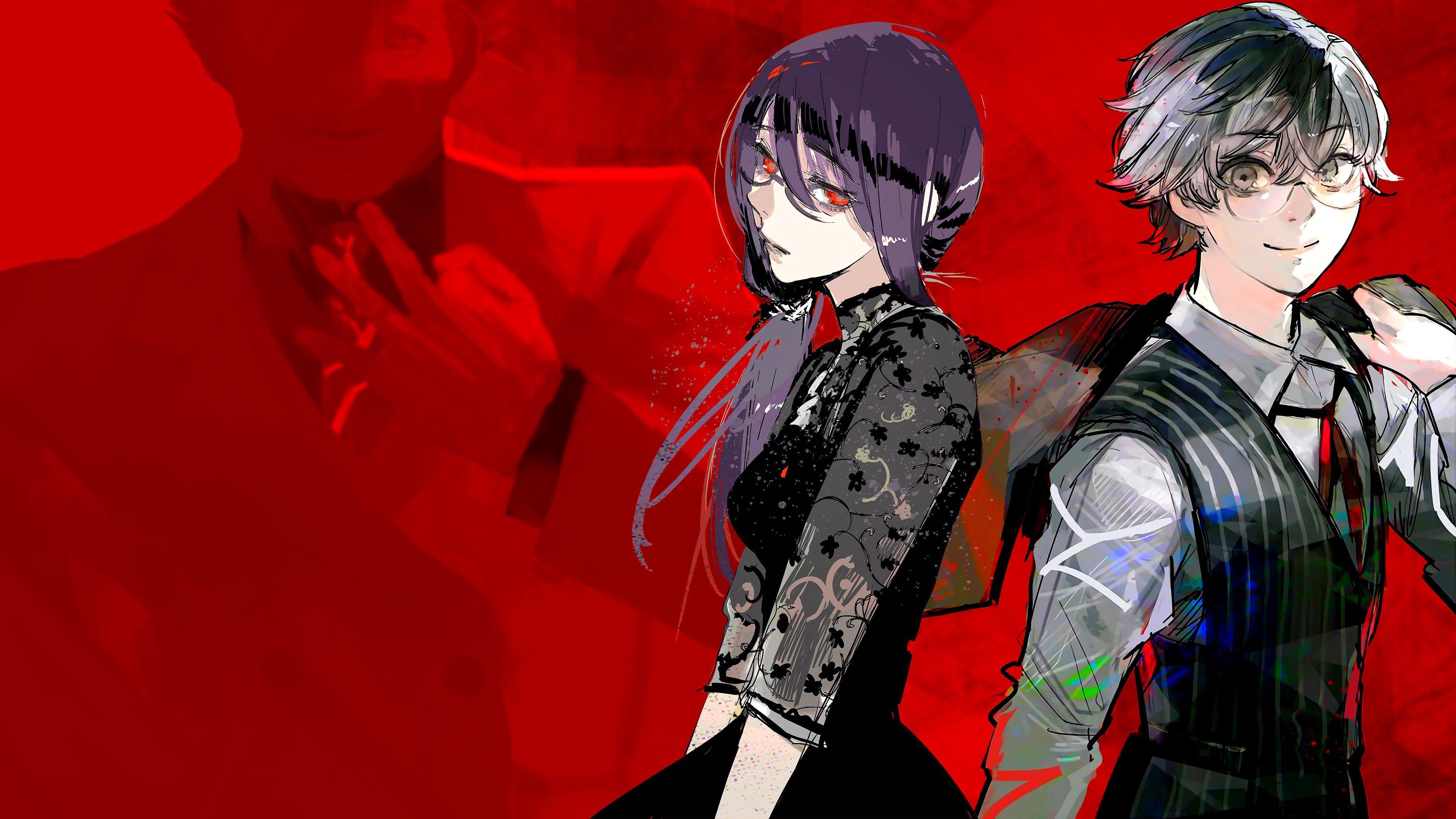 3840x2160 Touka Kirishima Haise Sasaki Ken Kaneki 4K HD Tokyo Ghoul Wallpaper