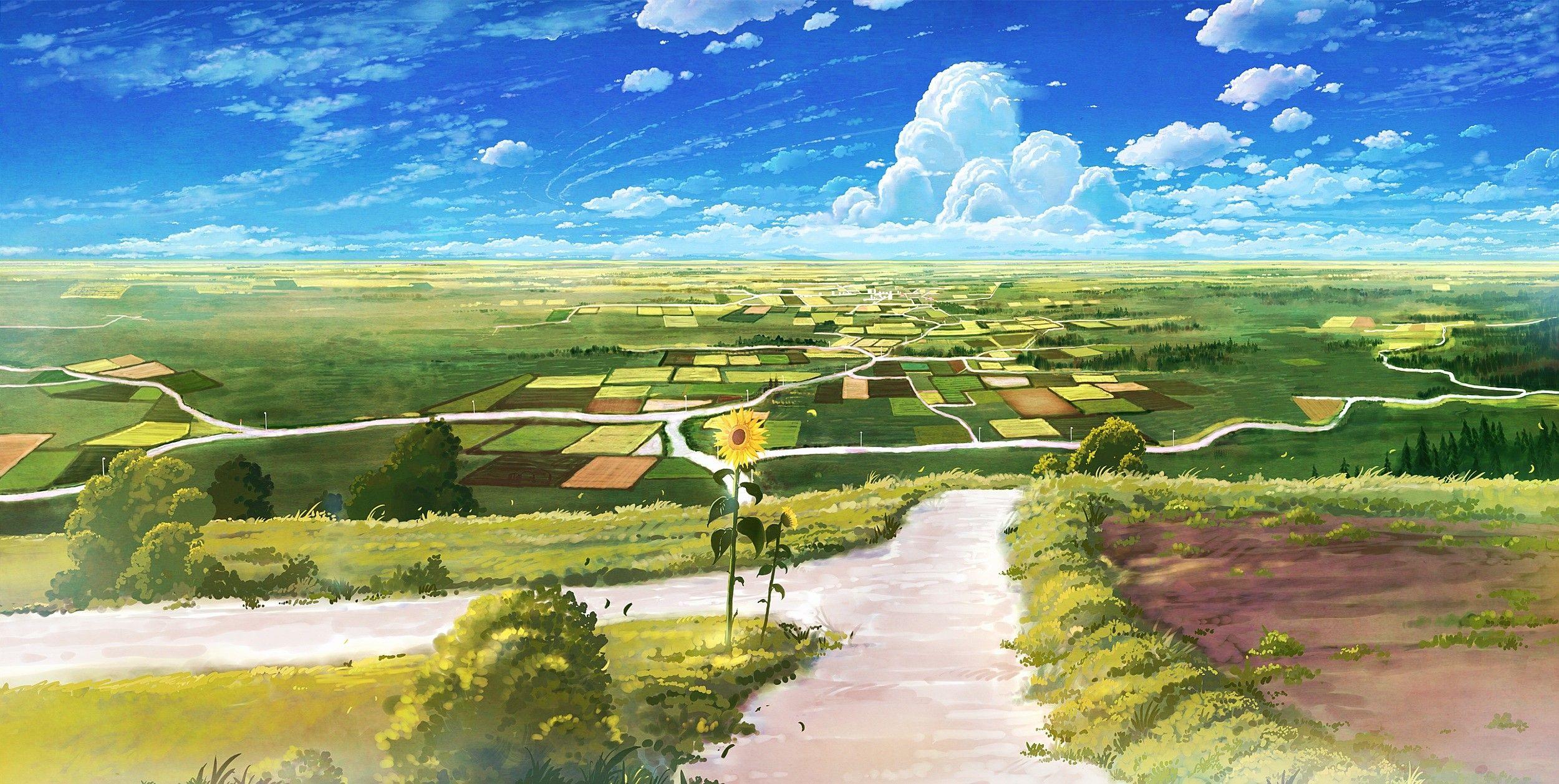 2500x1258 Anime Scenery Summer 4k HD Wallpaper
