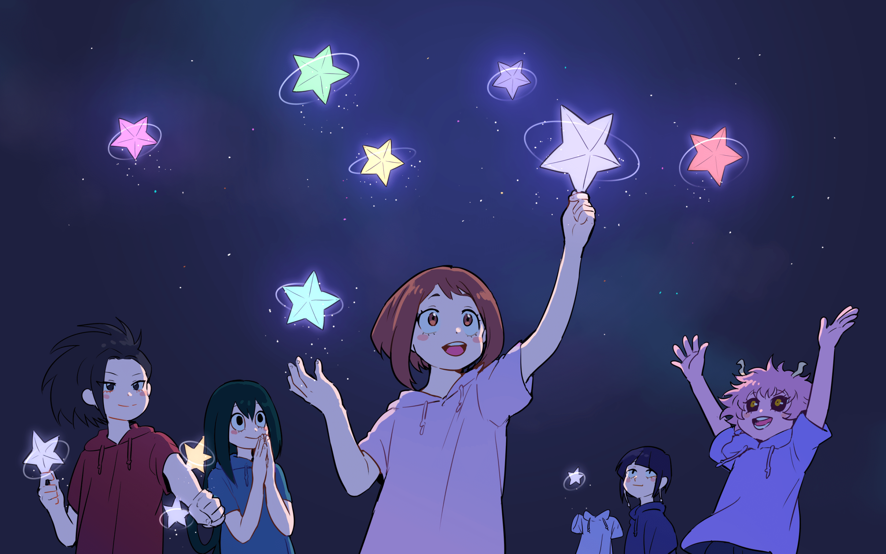 2880x1800 Download wallpaper Momo Yaoyorozu, Ochako Uraraka, Kyouka Jirou, Mina Ashido, Toru Hagakure, Tsuyu Asu, manga, My Hero Academia, Boku no Hero Academia for desktop with resolution 2880x1800. High Quality HD picture wallpaper