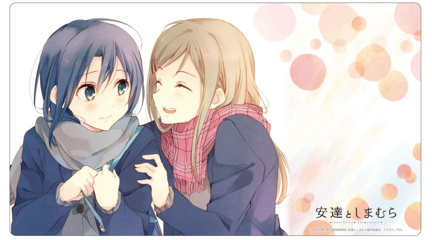 1500x833 adachi to shimamura adachi sakura shimamura hougetsu seifuku sweater tagme yuri