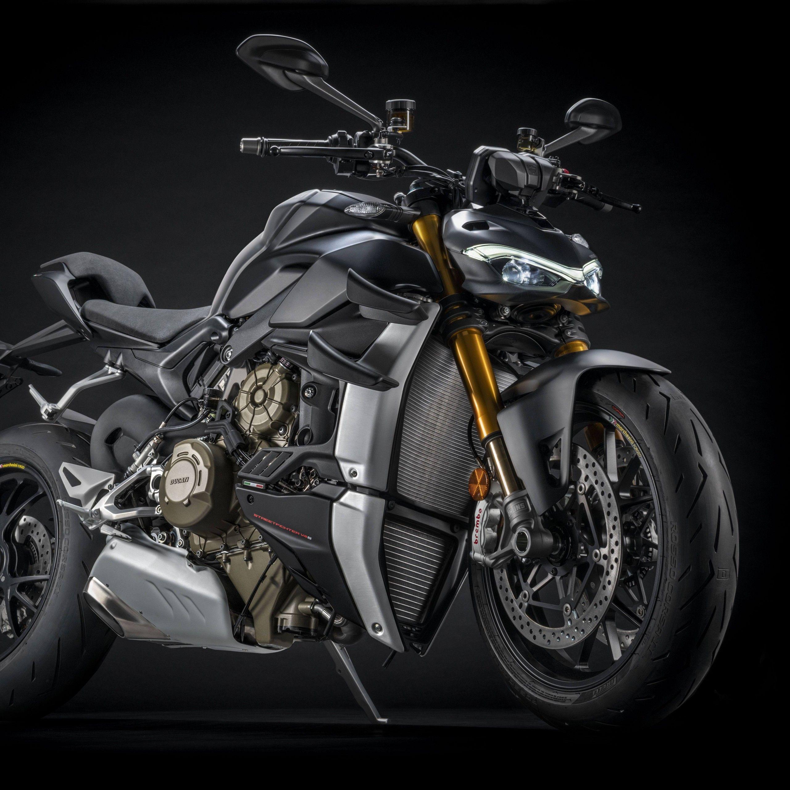2560x2560 Ducati Streetfighter V4 4K Wallpaper, Dark Stealth, Dark Background, 5K, 8K, Black Dark