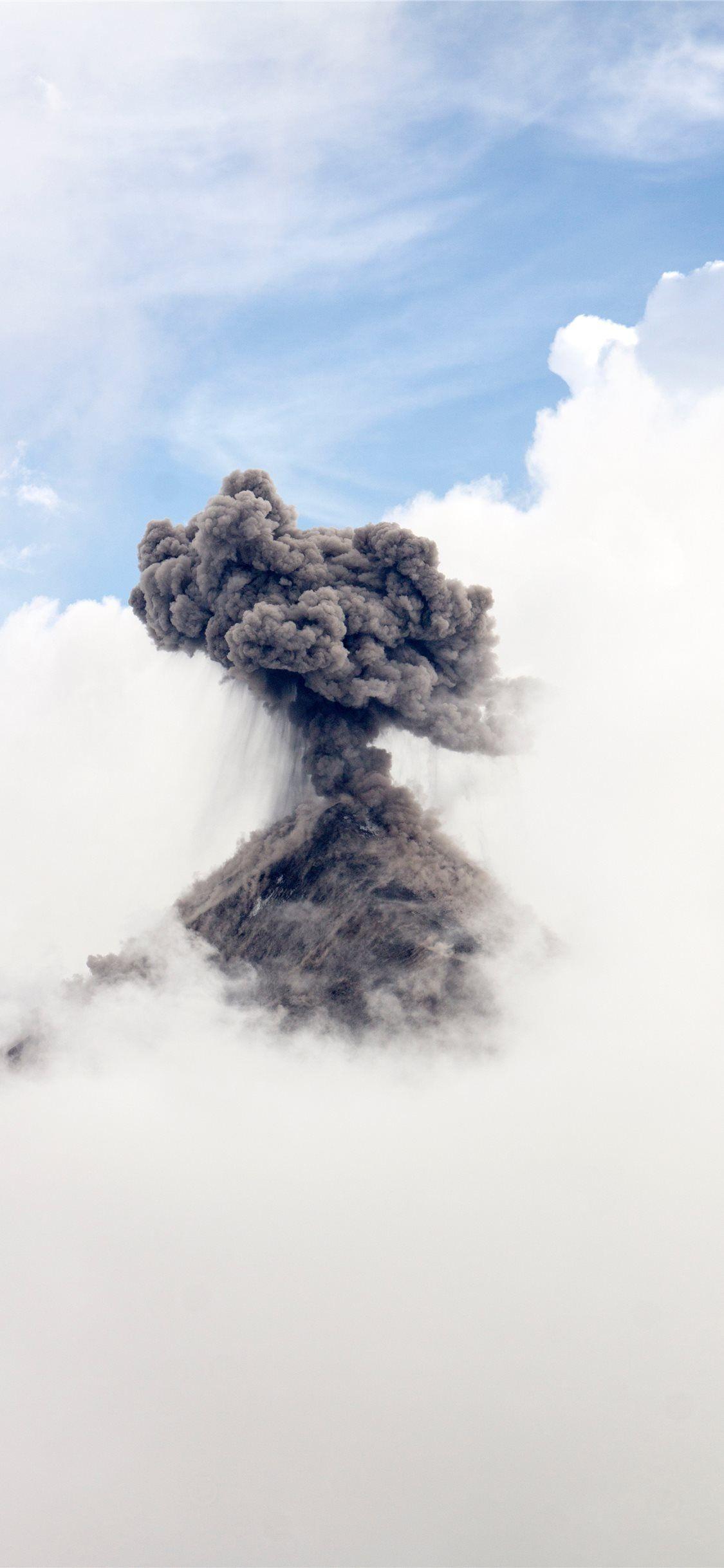 1125x2436 time lapse photography of volcano eruption iPhone X Wallpaper Free Download