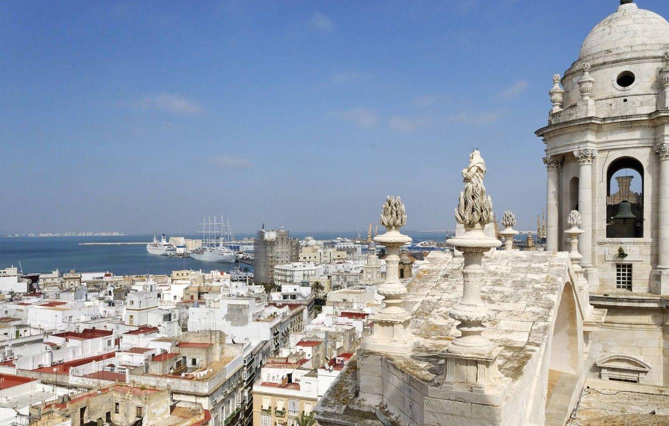 1332x850 Wallpaper sea, Cathedral, architecture, Spain, Cadiz, Cathedral of the Holy cross image for desktop, section город