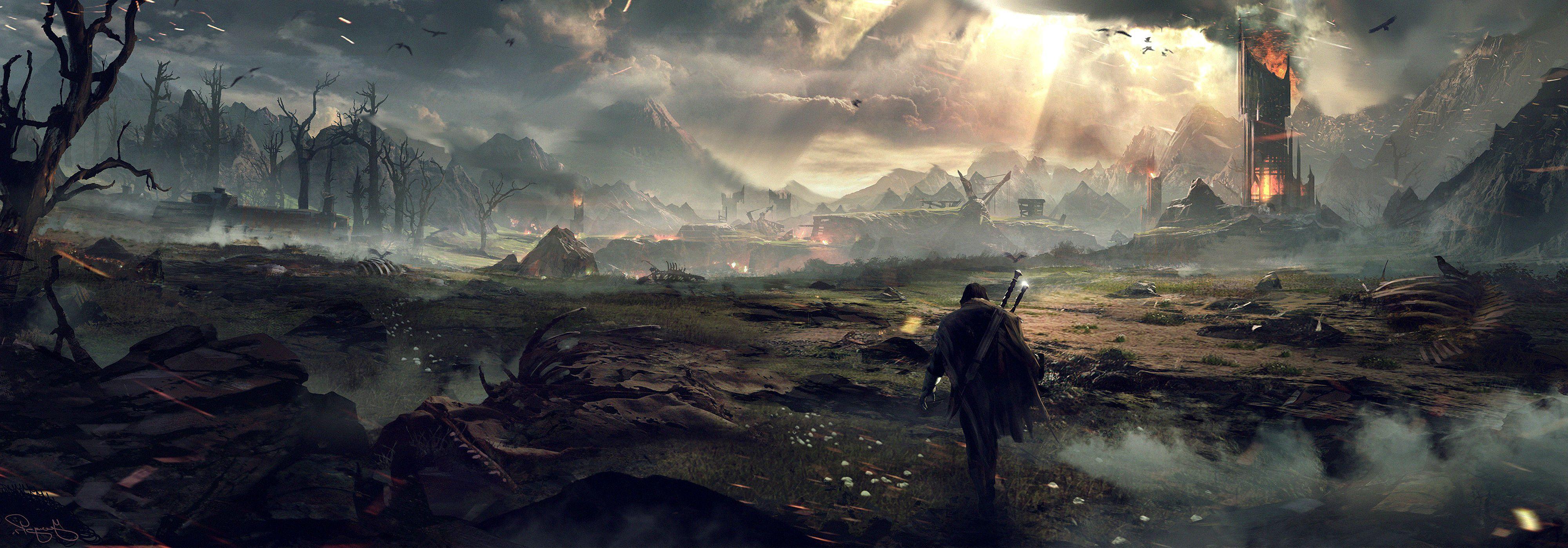 4000x1399 Dual Monitor Wallpaper Lord Of The Rings