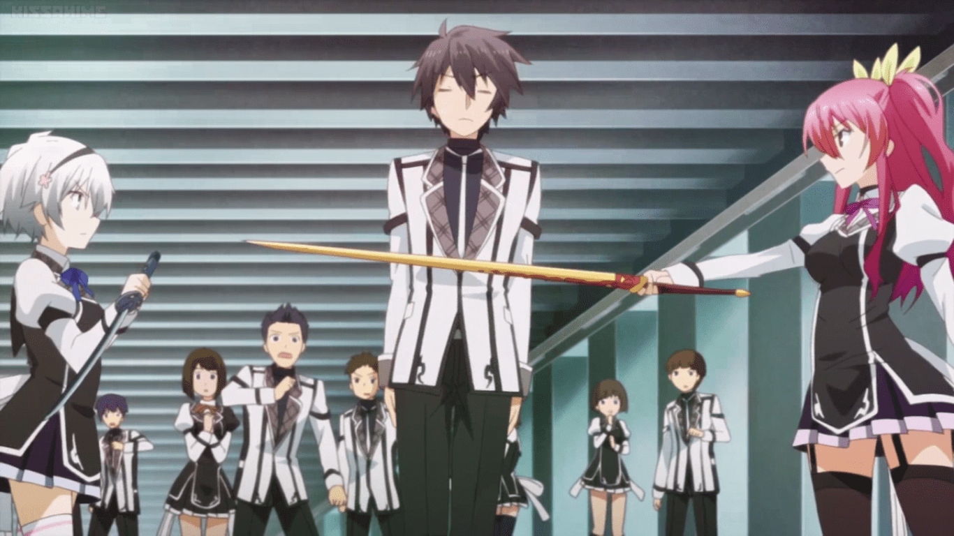 1366x768 Stella Vermillion vs Shizuku Kurogane. Rakudai Kishi no Eiyuutan