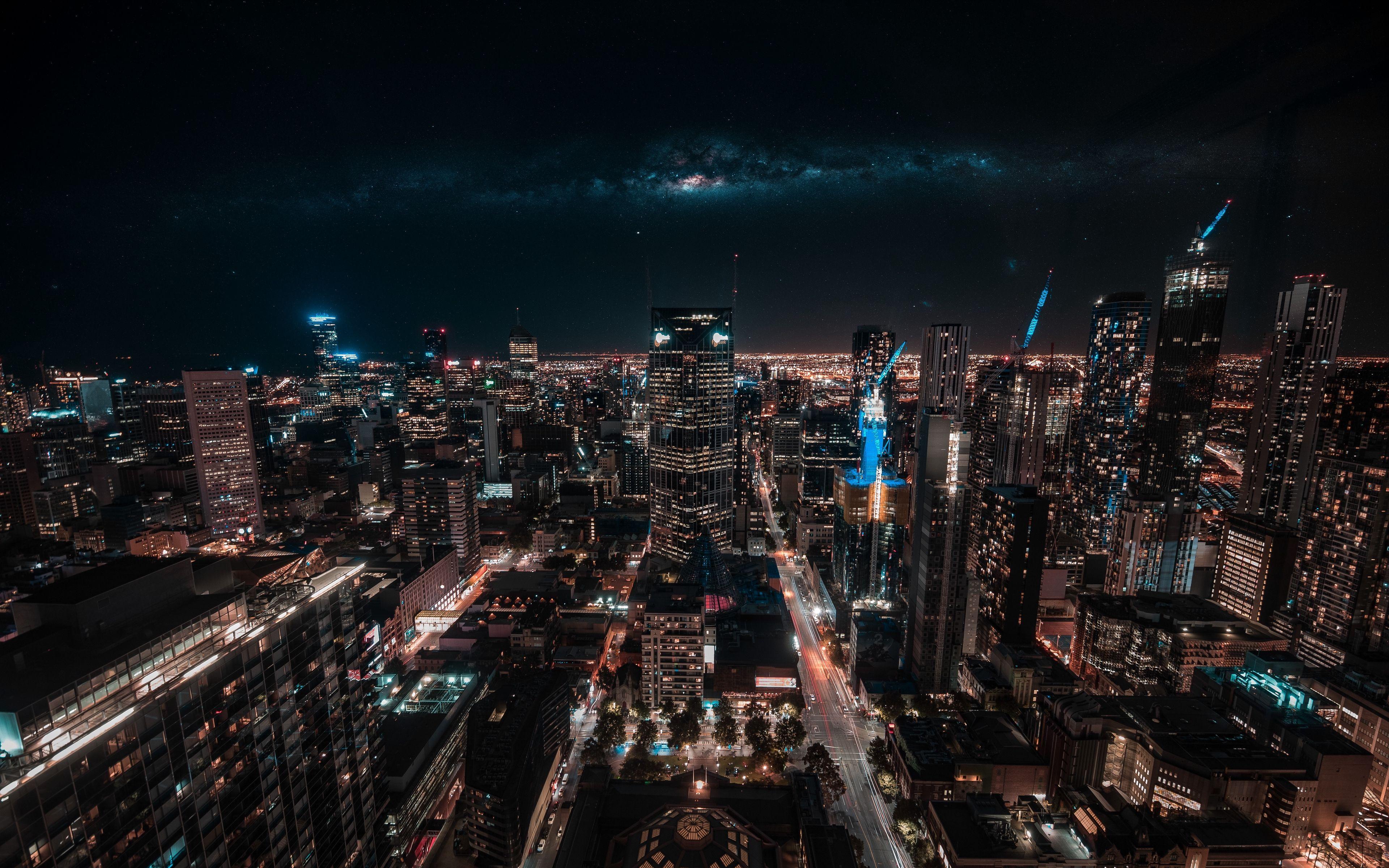 3840x2400 Wallpaper Melbourne, Australia, Skyscrapers, Night, Wallpaper 4k Wallpaper & Background Download