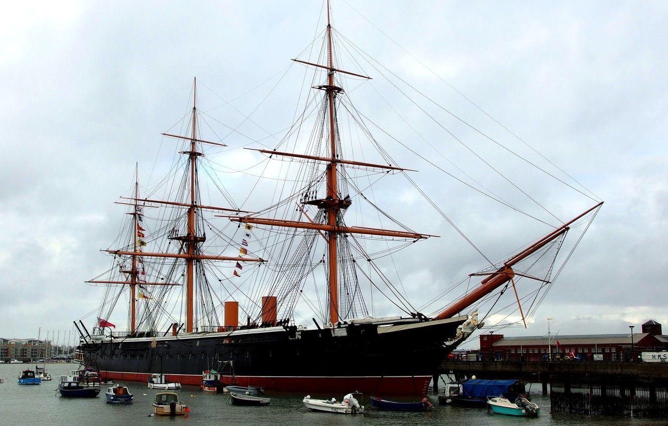 1332x850 Wallpaper England, battleship, metal, Museum ship, Warrior, «Warrior», Portsmouth, Warrior), the British Royal Navy image for desktop, section оружие