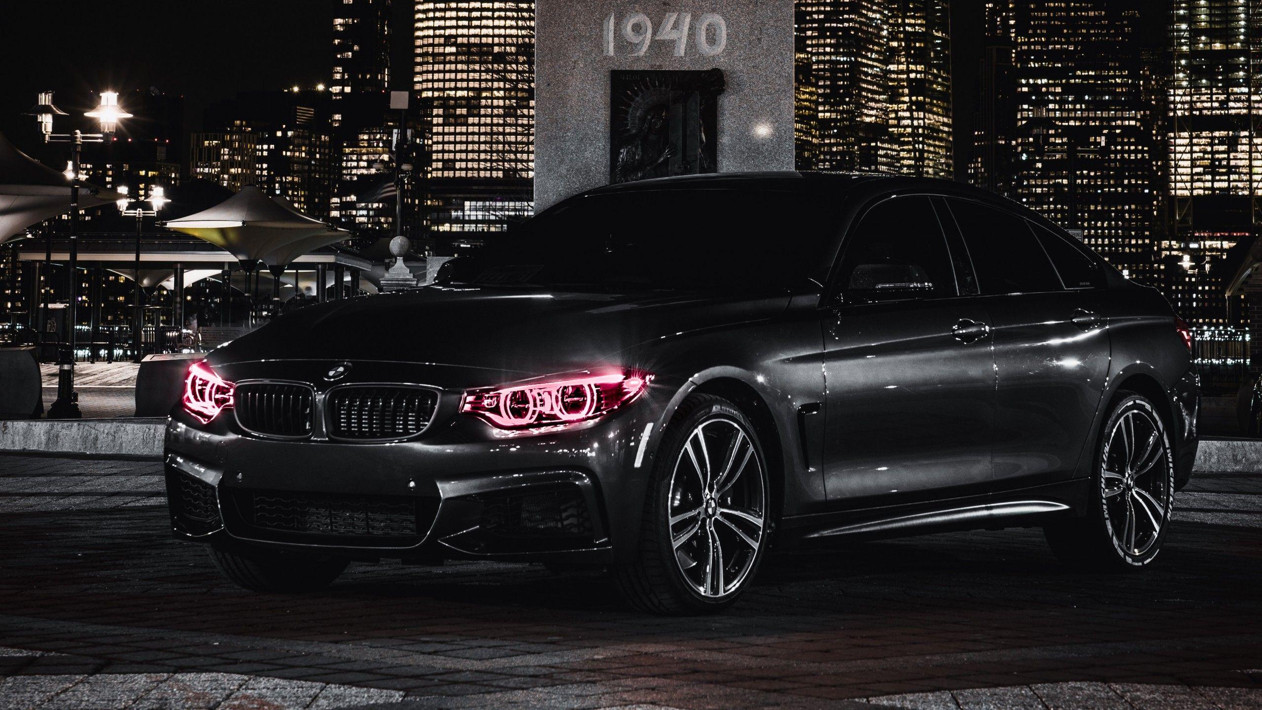 2560x1440 BMW M4 4K Wallpaper, Black Edition, Angel Eyes, Night, City Lights, 5K, Black Dark