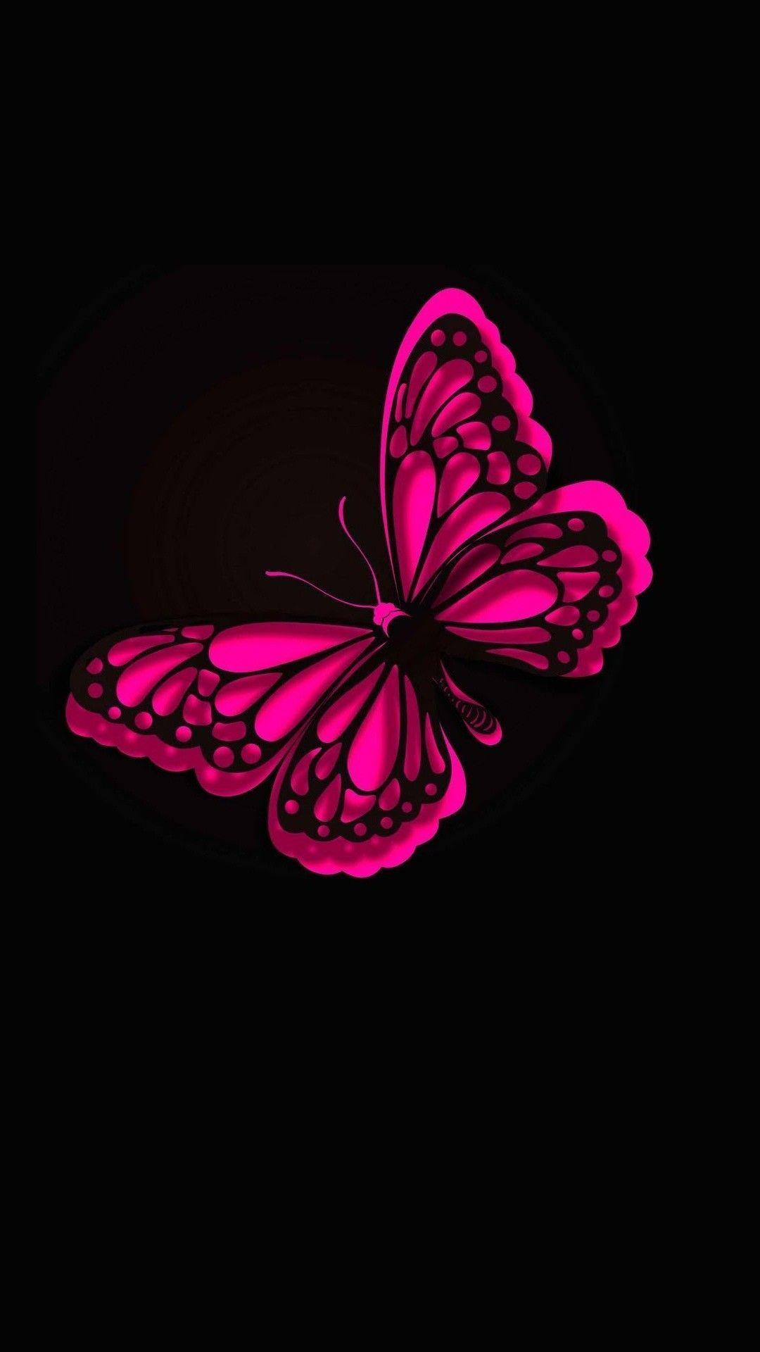 1080x1920 Pink Butterfly Wallpaper