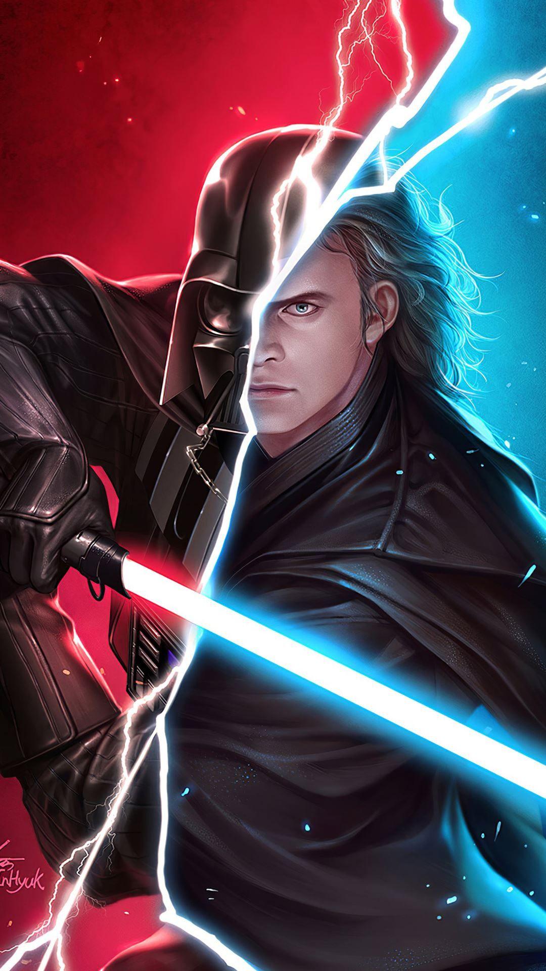 1080x1920 darth vader split art iPhone 8 Wallpaper Free Download
