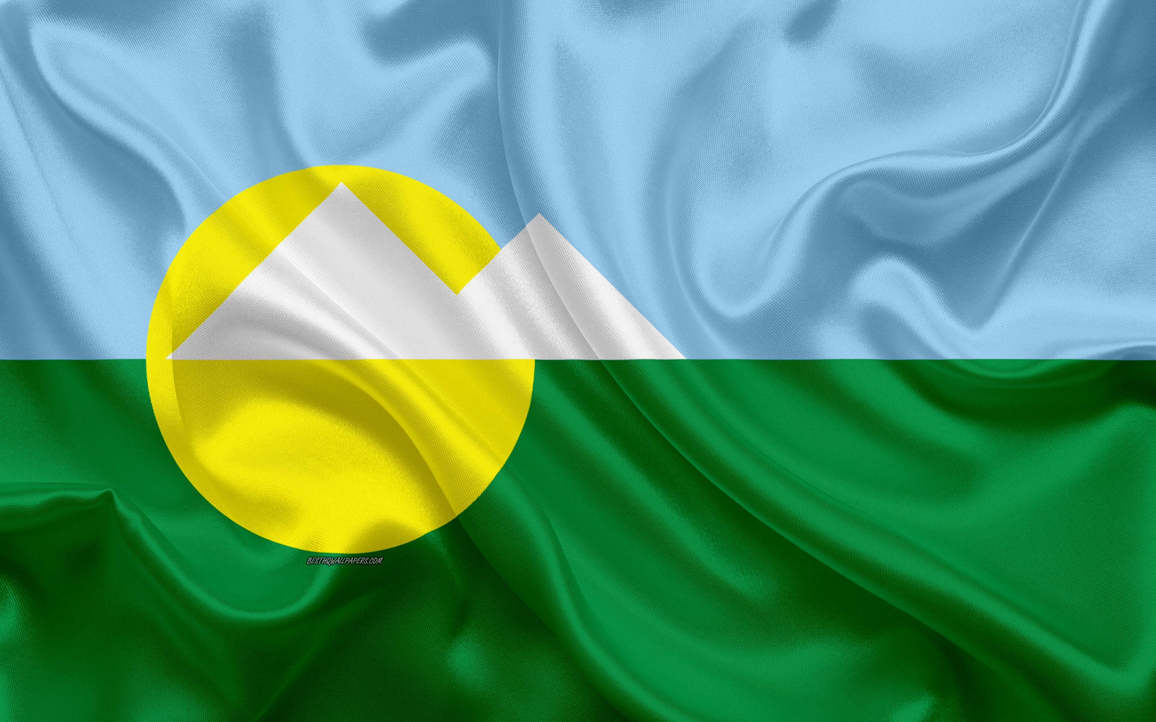 3840x2400 Download wallpaper Flag of Montes Claros, 4k, silk texture, Brazilian city, green blue silk flag, Montes Claros flag, Minas Gerais, Brazil, art, South America, Montes Claros for desktop with resolution 3840x2400. High