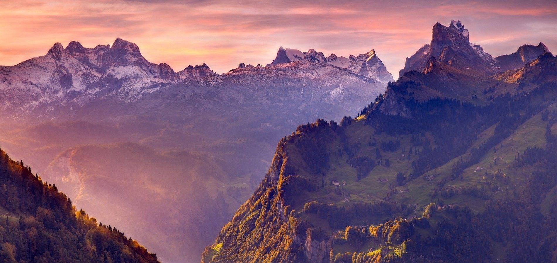 1900x898 Swiss Landscape Wallpaper