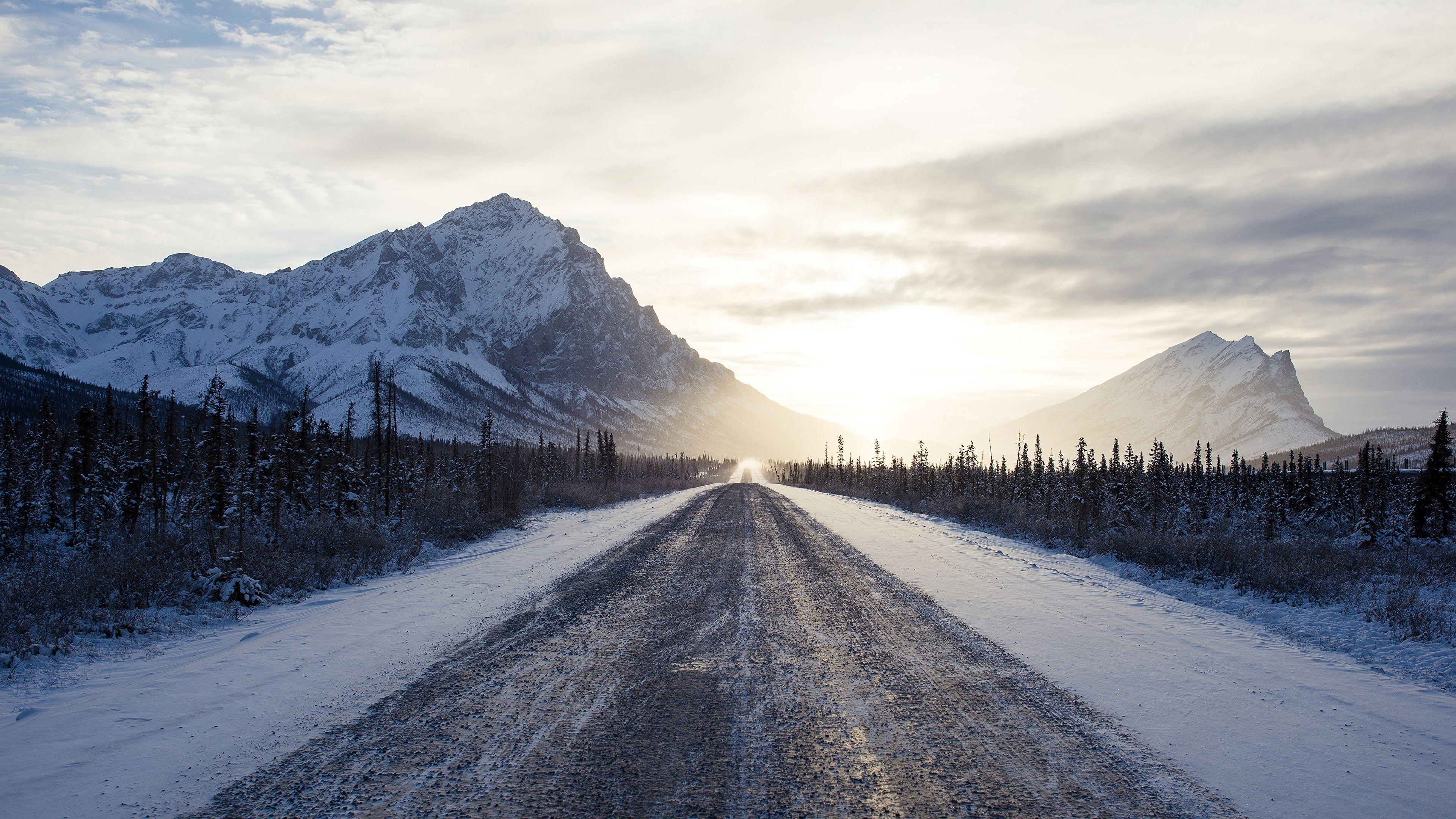 3840x2160 Winter Road Mountains 4k, HD Nature, 4k Wallpaper, Image, Background, Photo and Picture