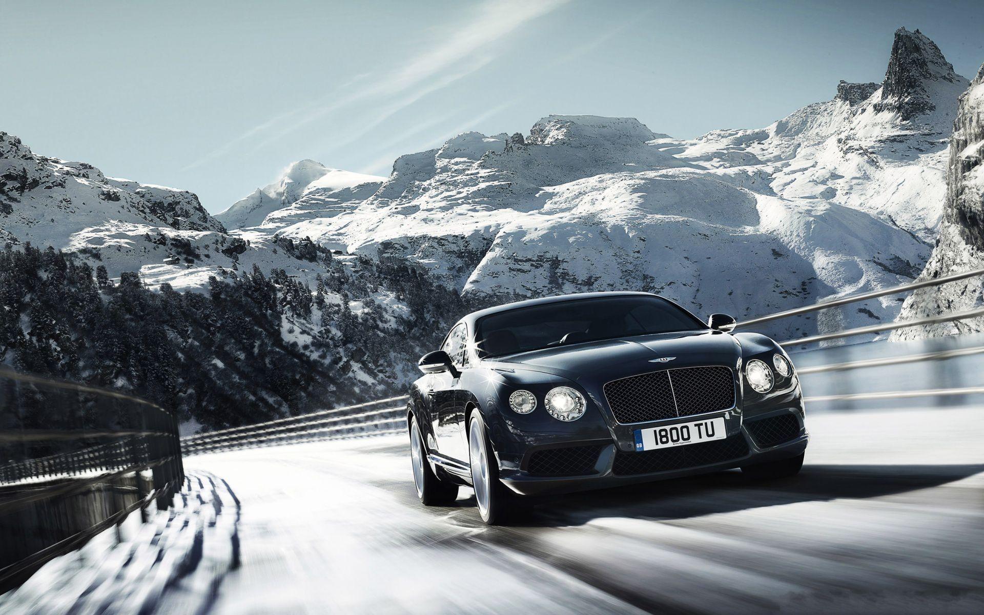 1920x1200 Bentley Continental GT3 car on winter mountain road Desktop wallpaper 600x1024