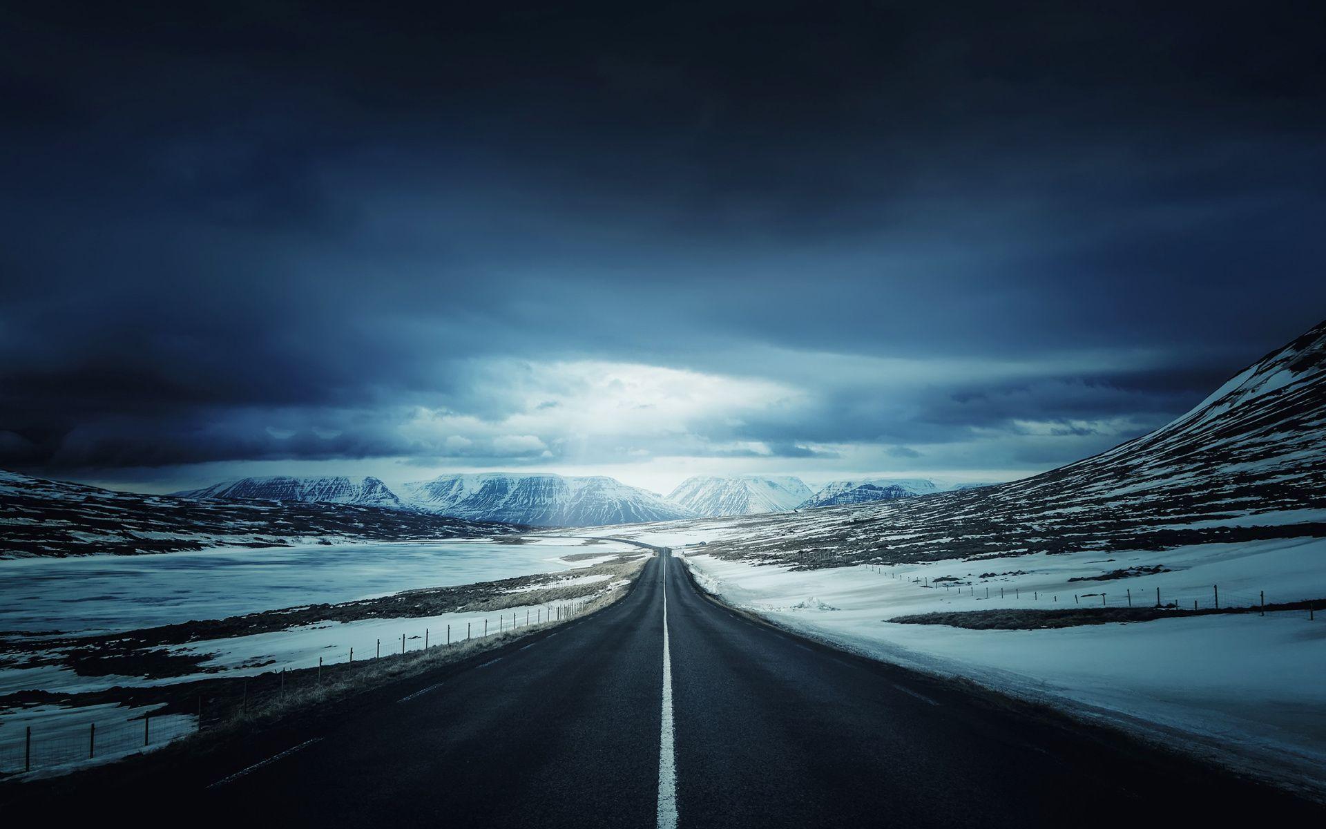 1920x1200 Iceland Landscape Mountain Road Snow Winter Wallpaper:1920x1200