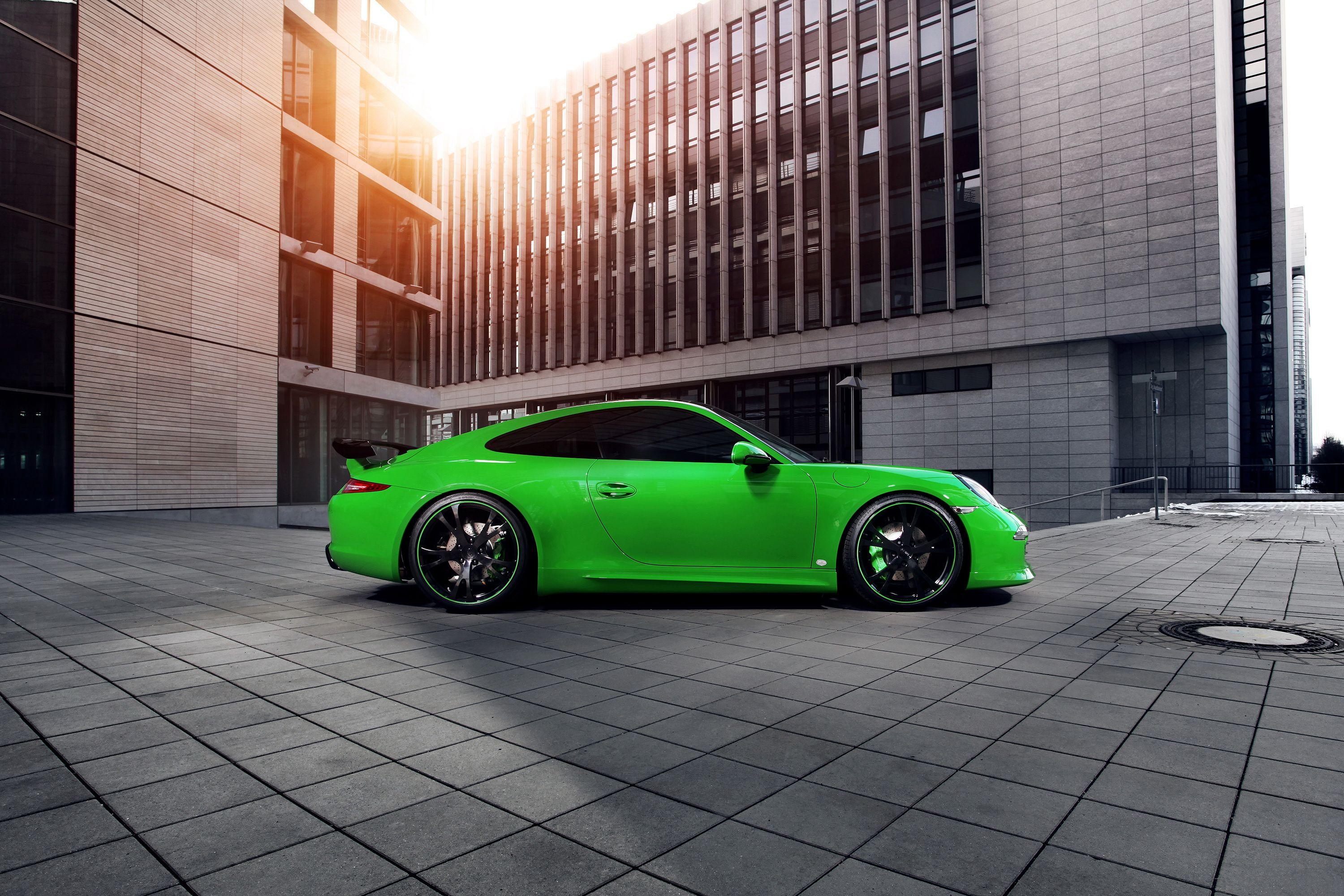 3000x2000 Porsche 2013 911 ( 991 ) Carrera 4S Green Side Cars supercar tuning wallpaperx2000