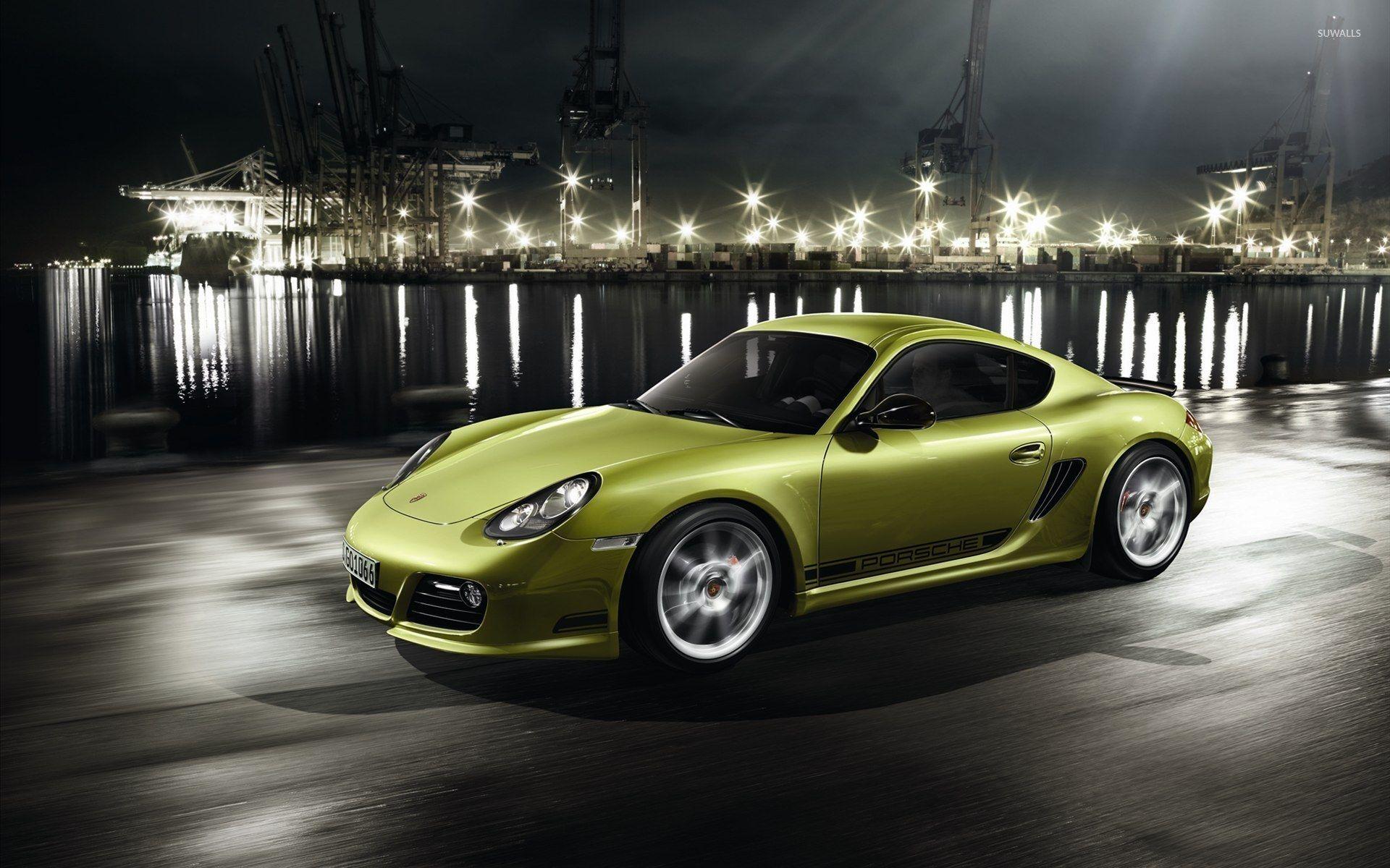 1920x1200 Green Porsche Cayman in the harbor wallpaper wallpaper