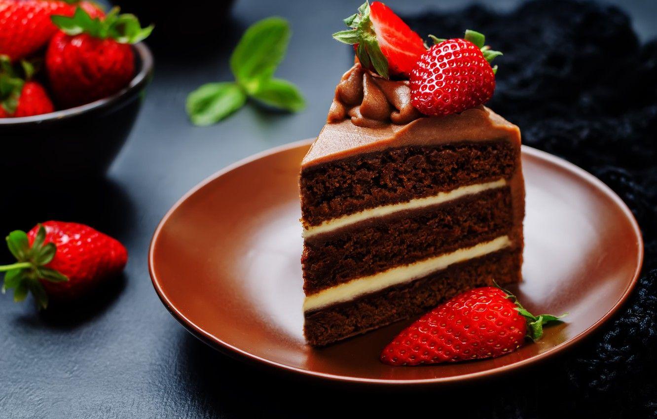 1332x850 Wallpaper chocolate, strawberry, cake, cream, dessert, cakes image for desktop, section еда