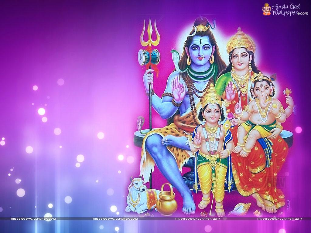1024x768 God Shiva Parvathi Vinayaga HD Wallpaper