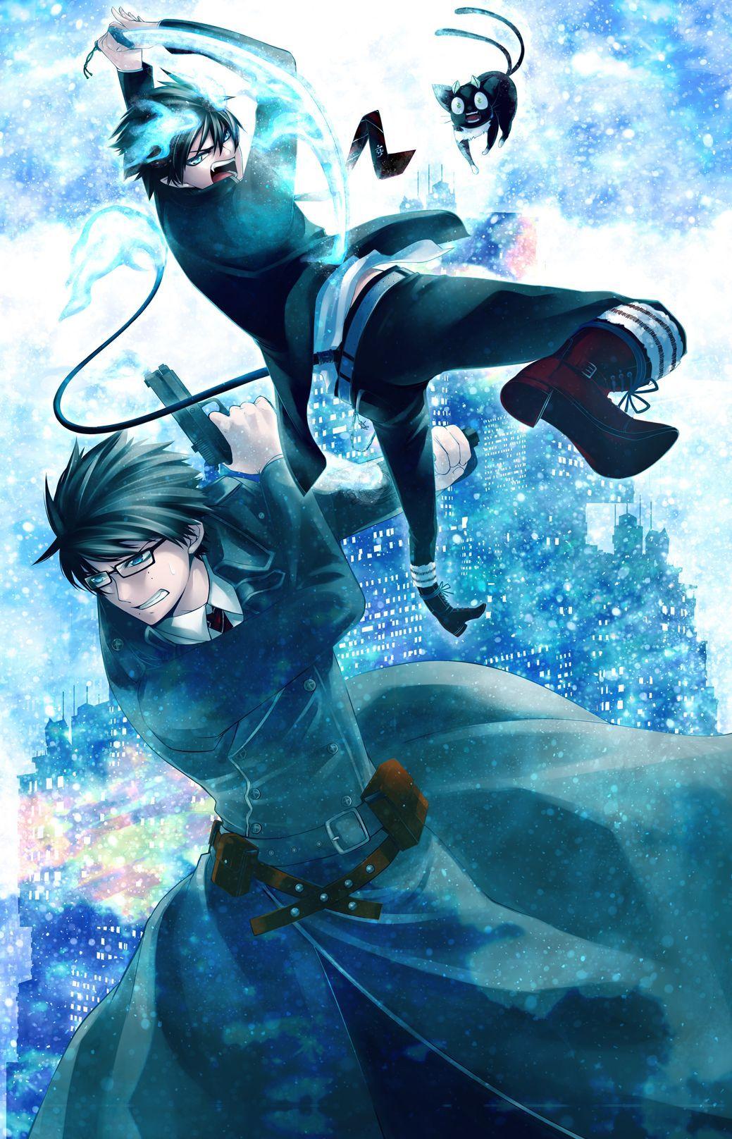 1039x1616 Yukio and Rin Okumura, Kuro. (Blue Exorcist). Anime