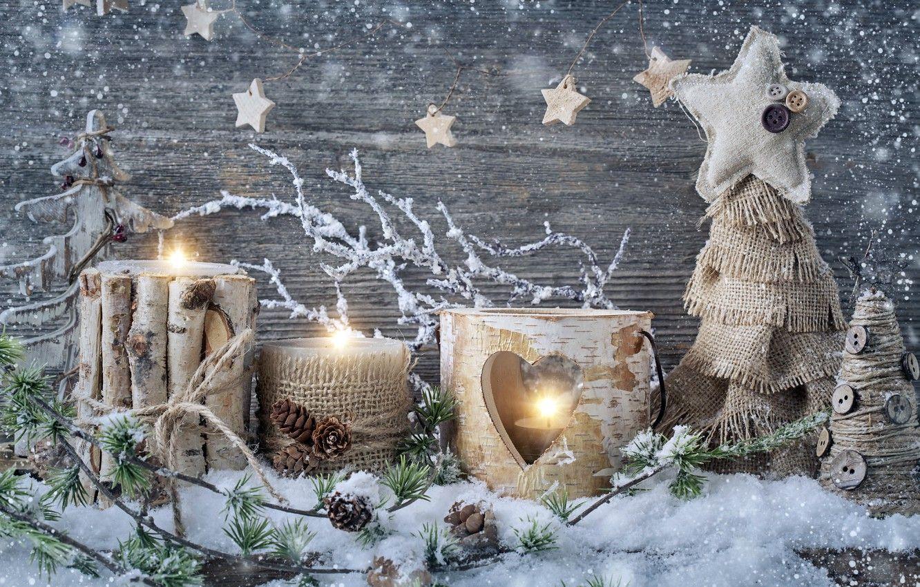 1332x850 Wallpaper snow, decoration, candles, New Year, Christmas, Christmas, vintage, New Year, decoration, Happy, Merry image for desktop, section новый год