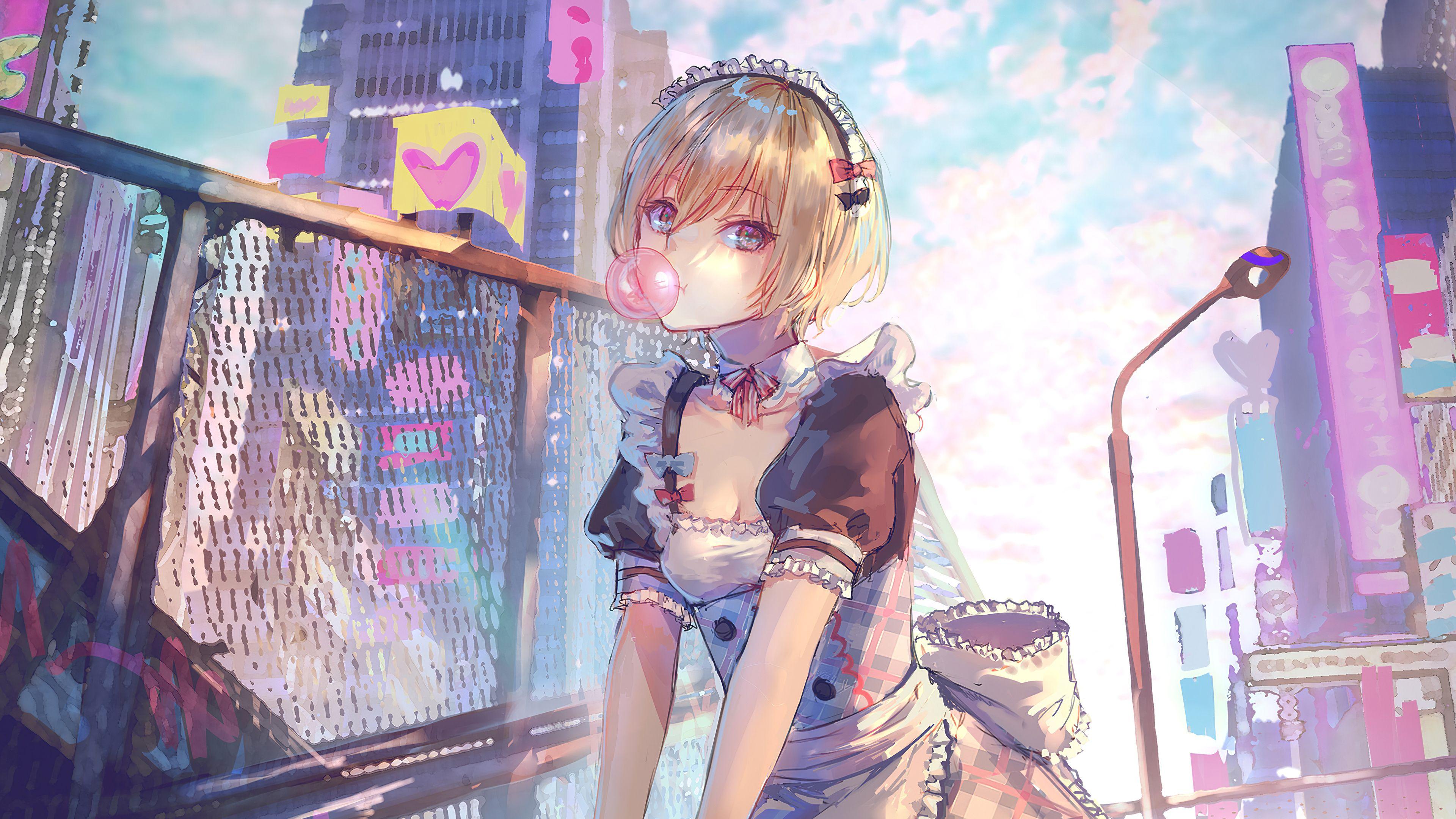 3840x2160 Anime Girl City 4k, HD Anime, 4k Wallpaper, Image, Background, Photo and Picture