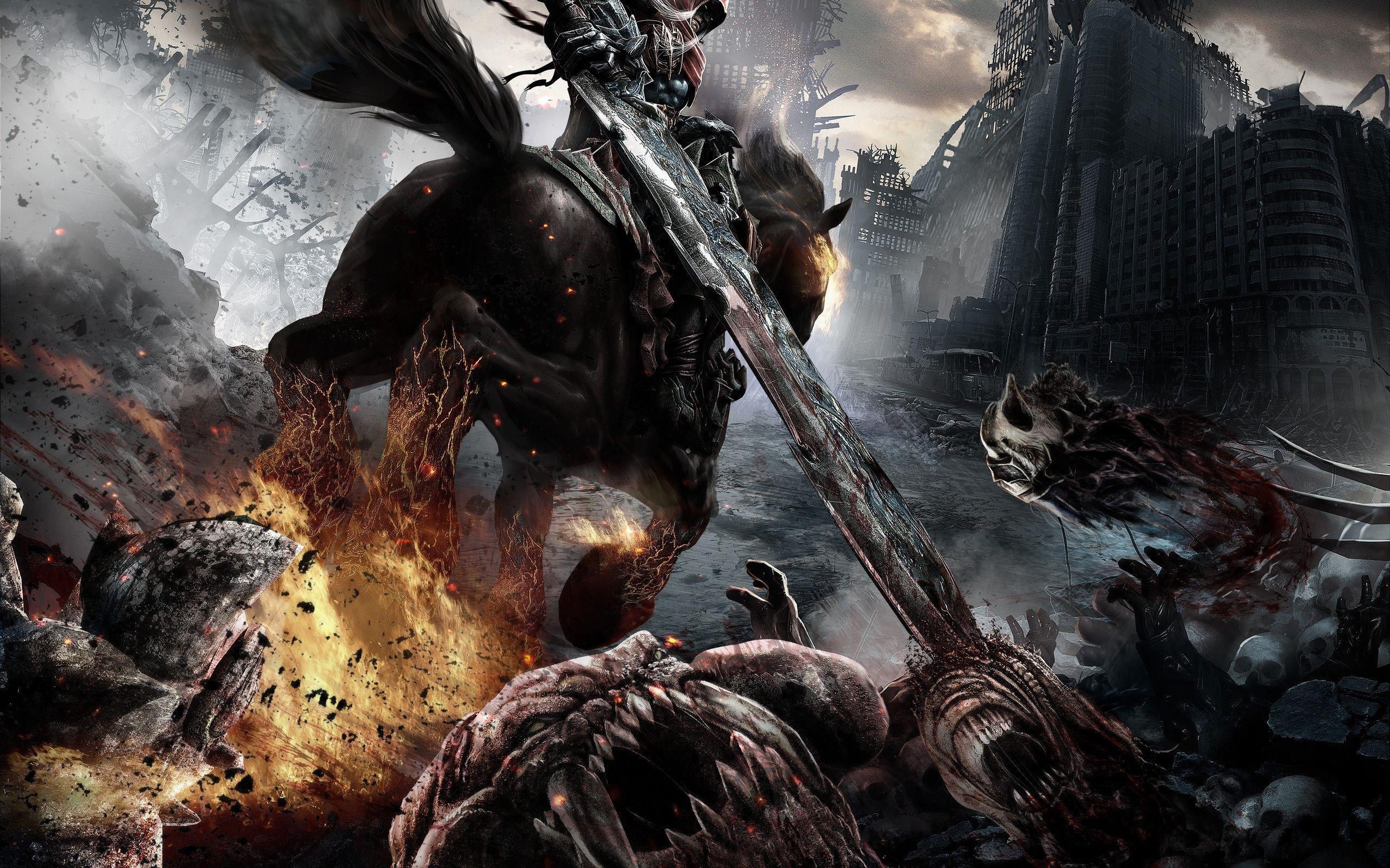 2560x1600 The Dark Knight On A Horse Demon / Good