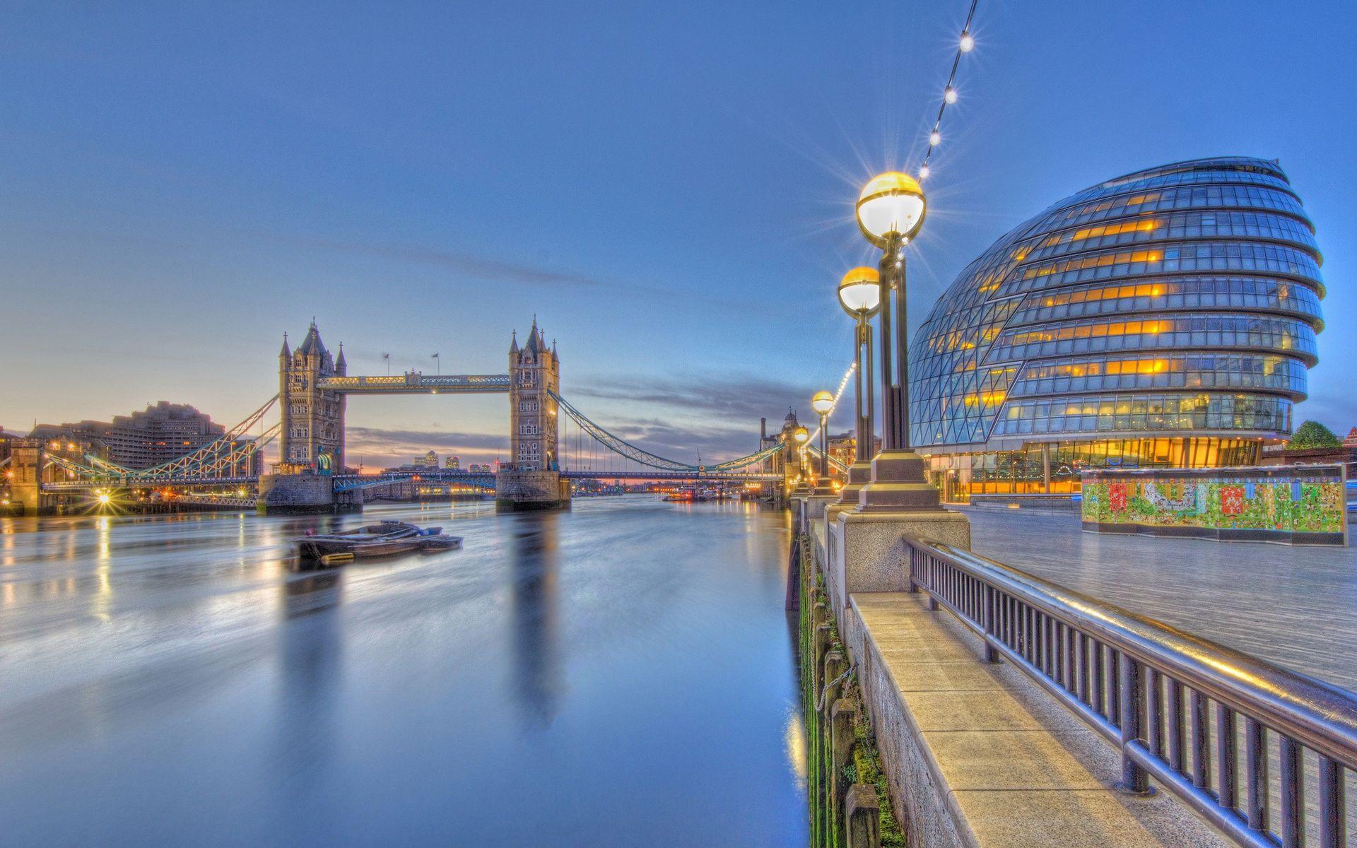1920x1200 England City Hall Tower Bridge River Wallpaper