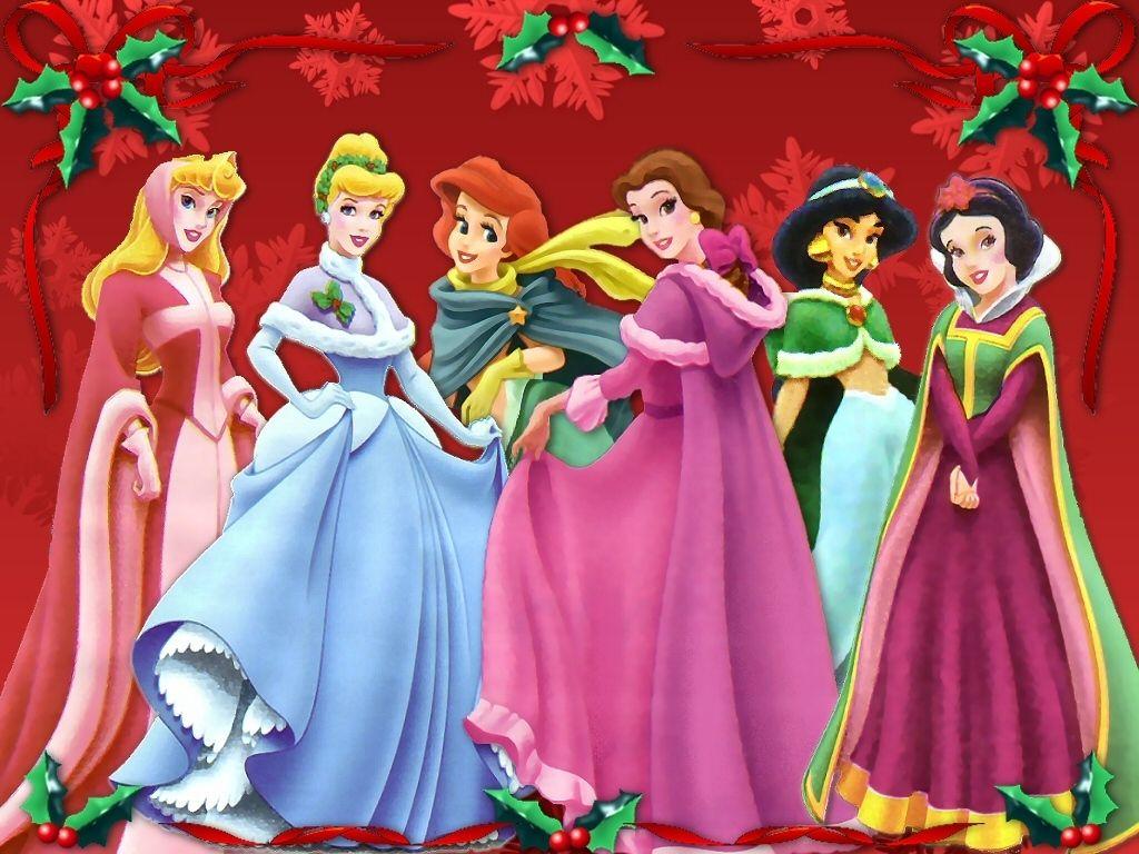 1024x768 Merry Christmas from the Disney Princess Princess Wallpaper