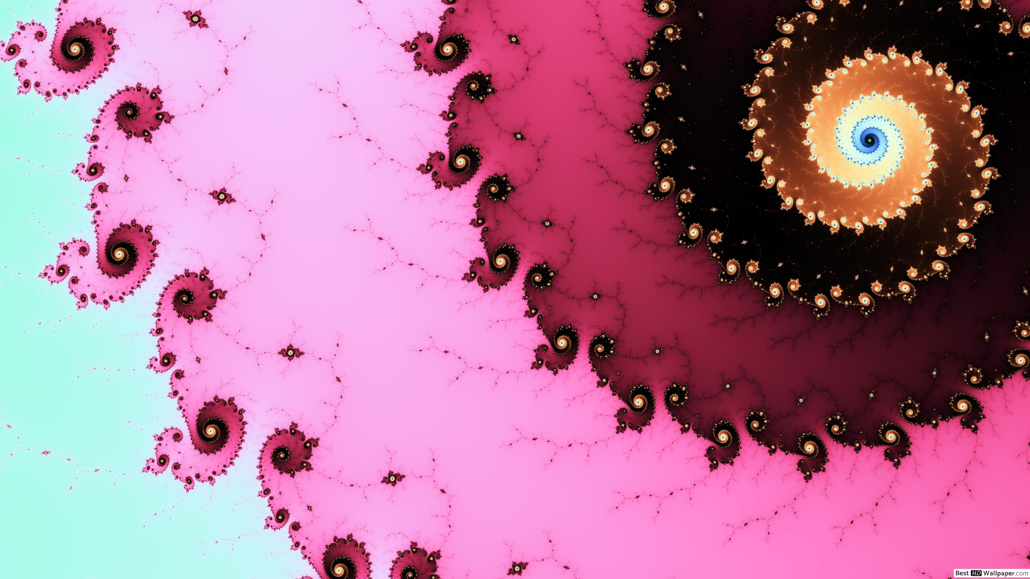 3554x1999 Pink fractals swirl HD wallpaper download