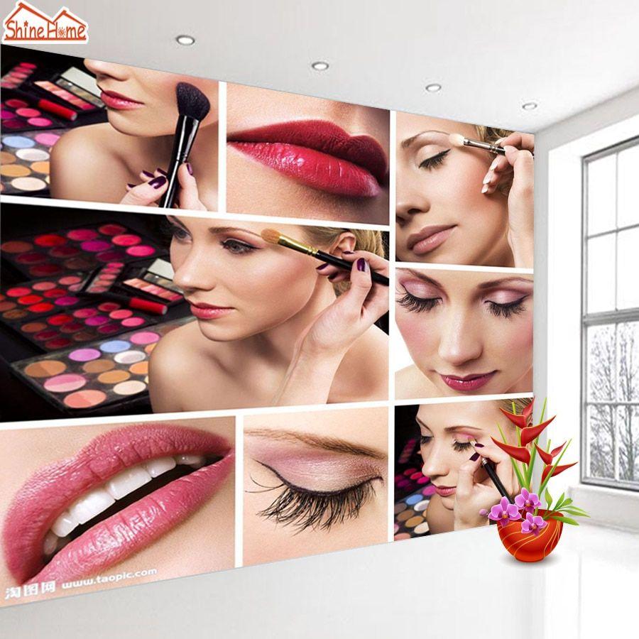 900x900 ShineHome Fashion Makeups Modelling Salon Beauty Cosmetic 3D Wallpaper Photo Walls Murals For 3 D Roll Wall Paper Leather Bag