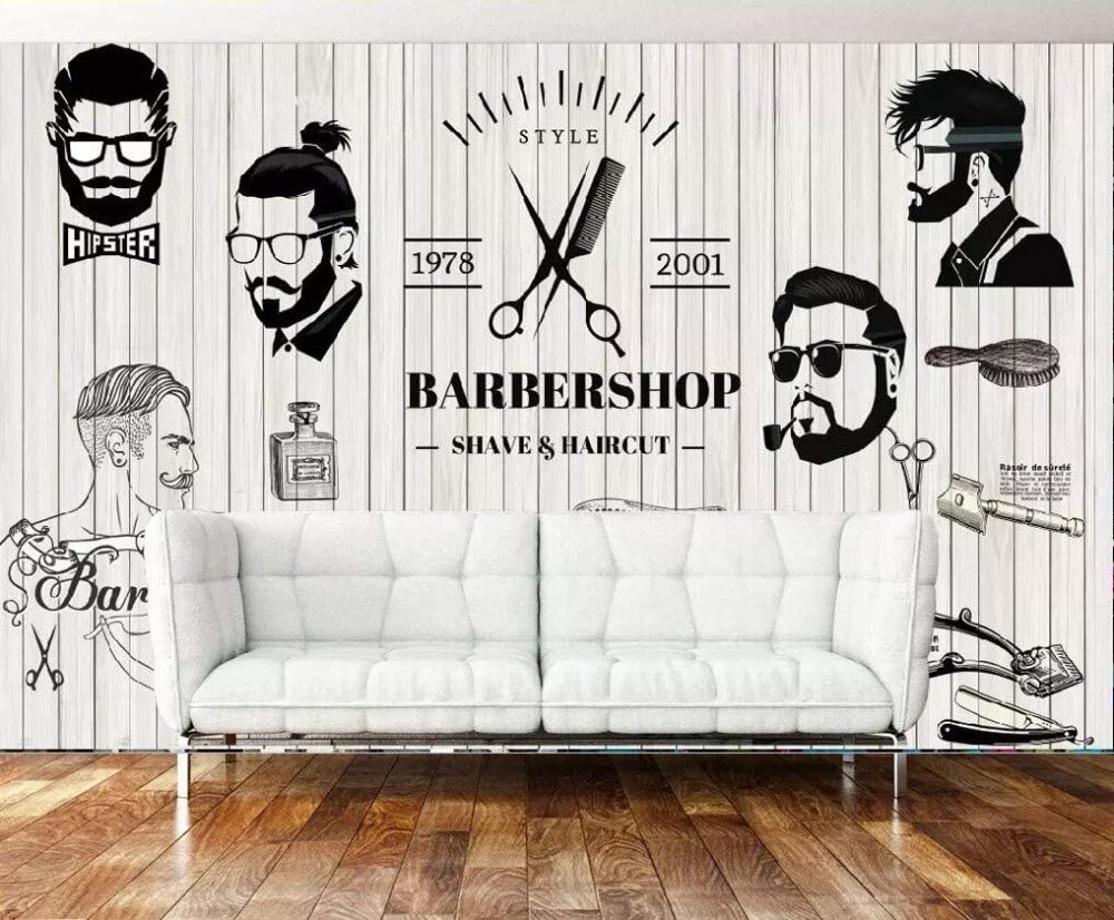 1000x826 Wallpaper Retro Nostalgic Black and White Beauty Salon Background Wall Barber Shop Decoration 3D Wallpaper, 300Cm×210Cm