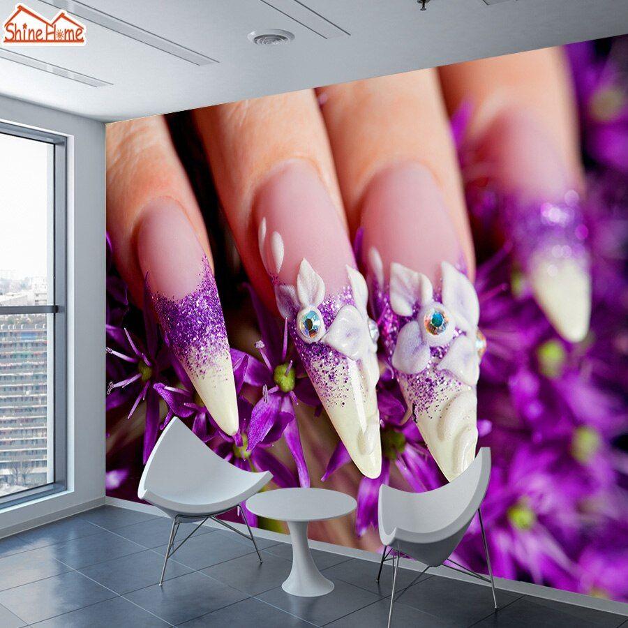 900x900 Wallpaper Rolls & Sheets ShineHome Nail Beauty Salon Wallpaper 3D Wall Paper Shop Wall Paper Mural Rolls Home & Garden