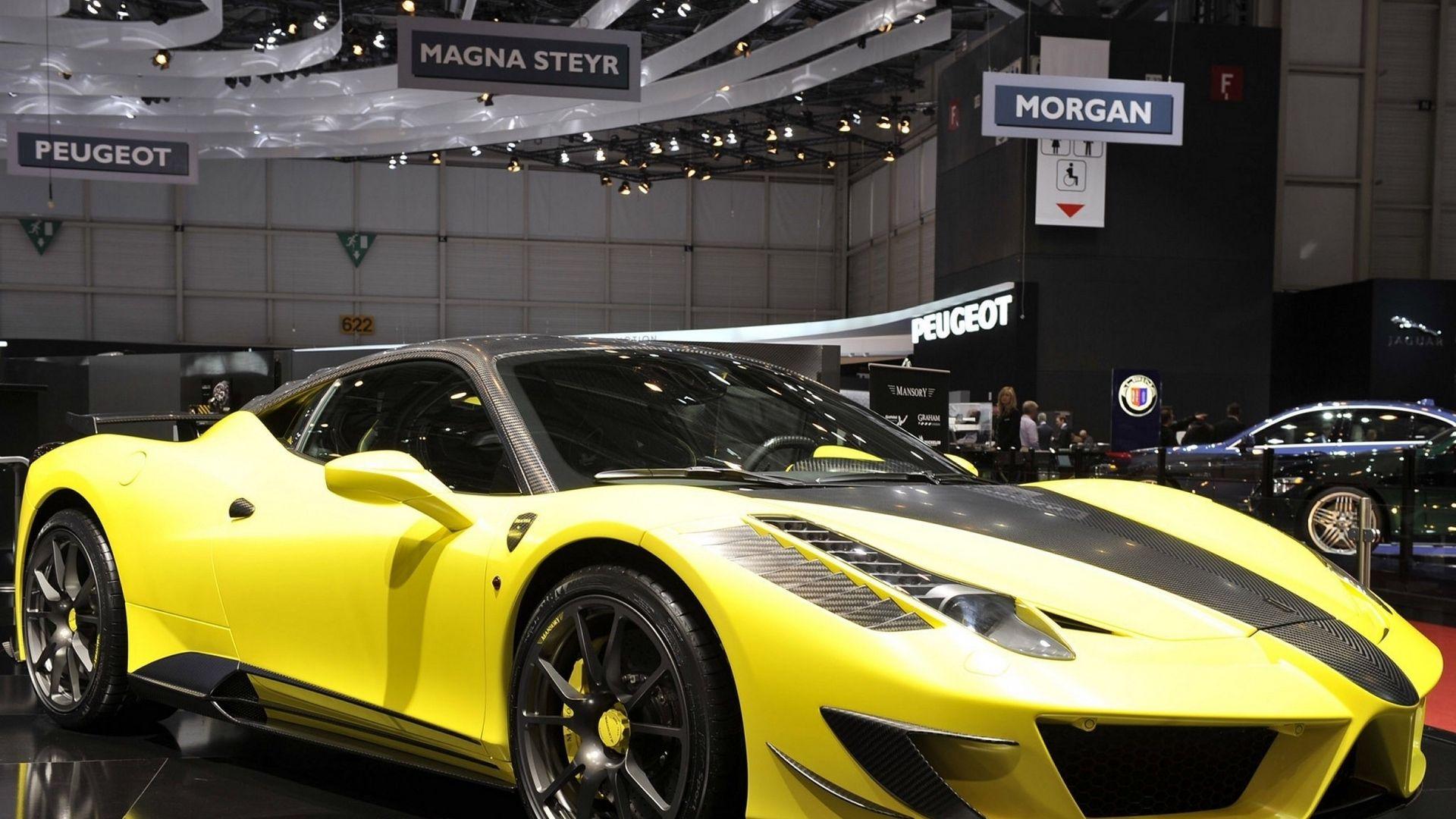 1920x1080 ferrari, yellow, auto, salon wallpaper, download free picture and image for desktop