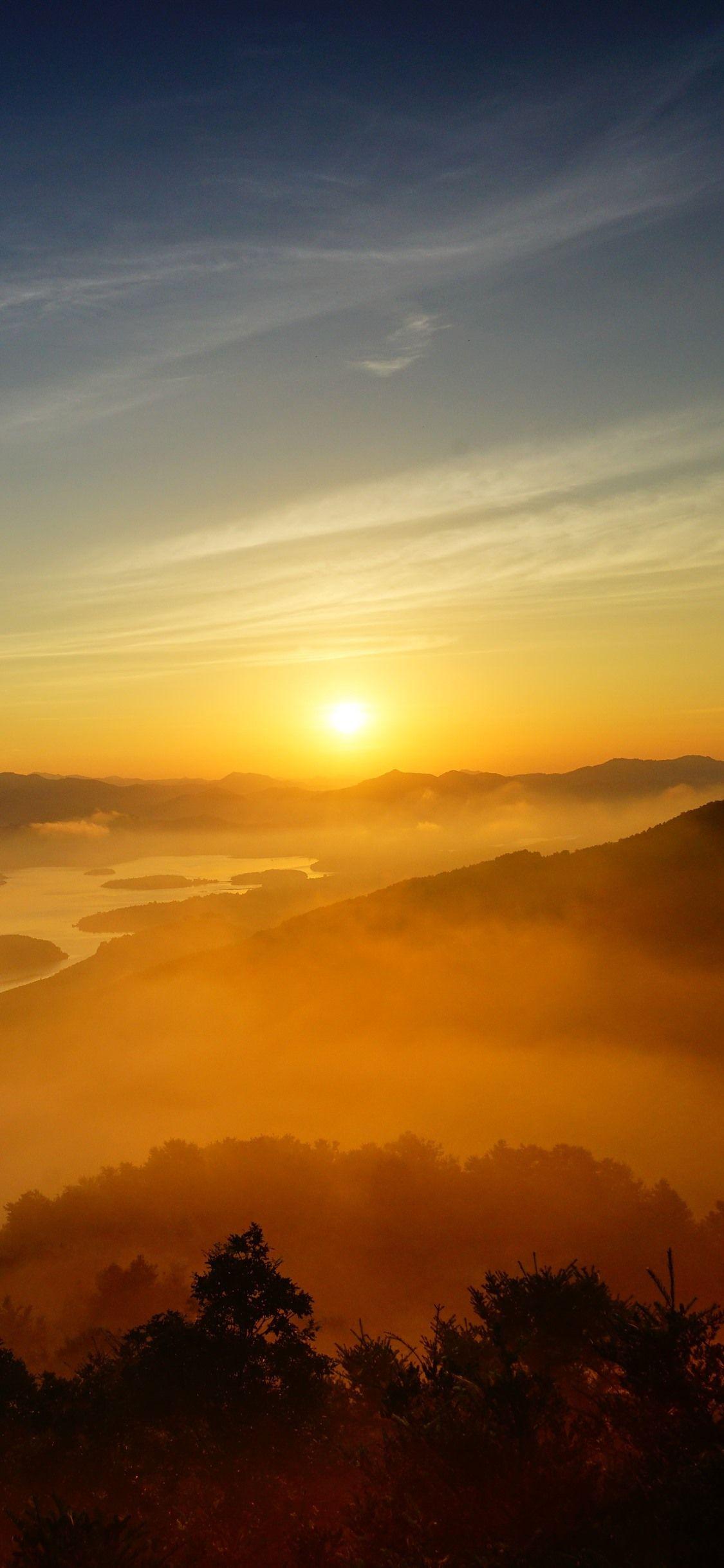 1125x2436 Nature Landscape, Morning, River, Fog, Hills, Sunrise 1242x2688 IPhone 11 Pro XS Max Wallpaper, Background, Picture, Image