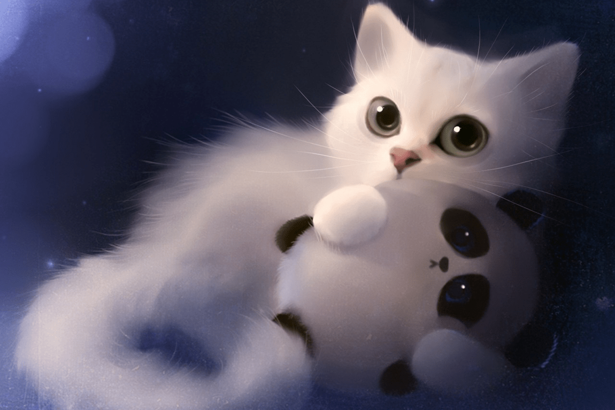 1200x800 Cat & Panda.YaY!. Cute anime cat, Cat art, Cat artwork