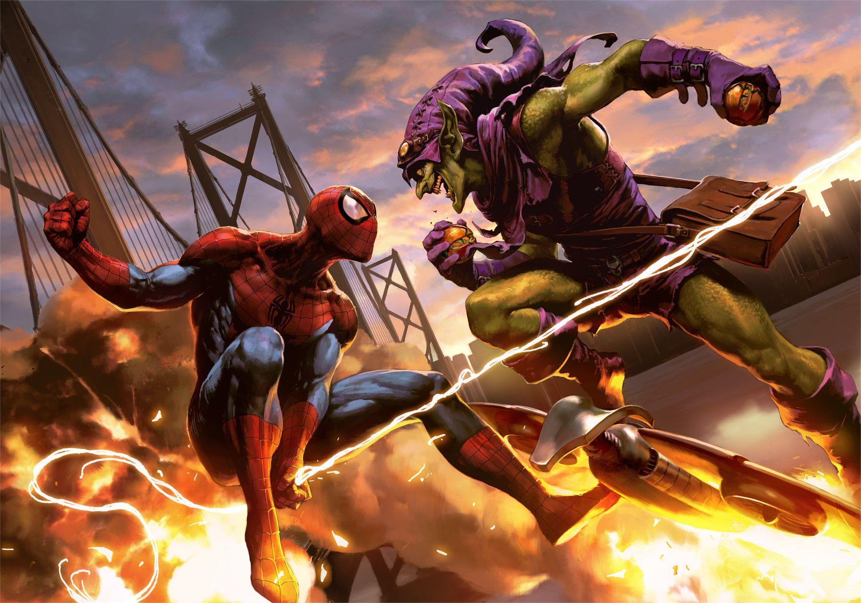 1714x1200 Spider Man Fighting Green Goblin HD Wallpaper