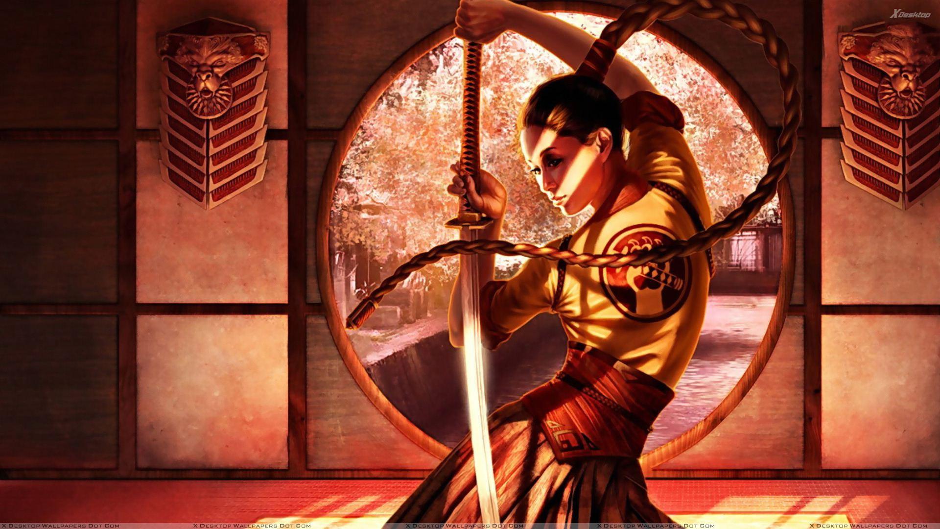 1920x1080 Samurai Girl Sword In Hand Wallpaper