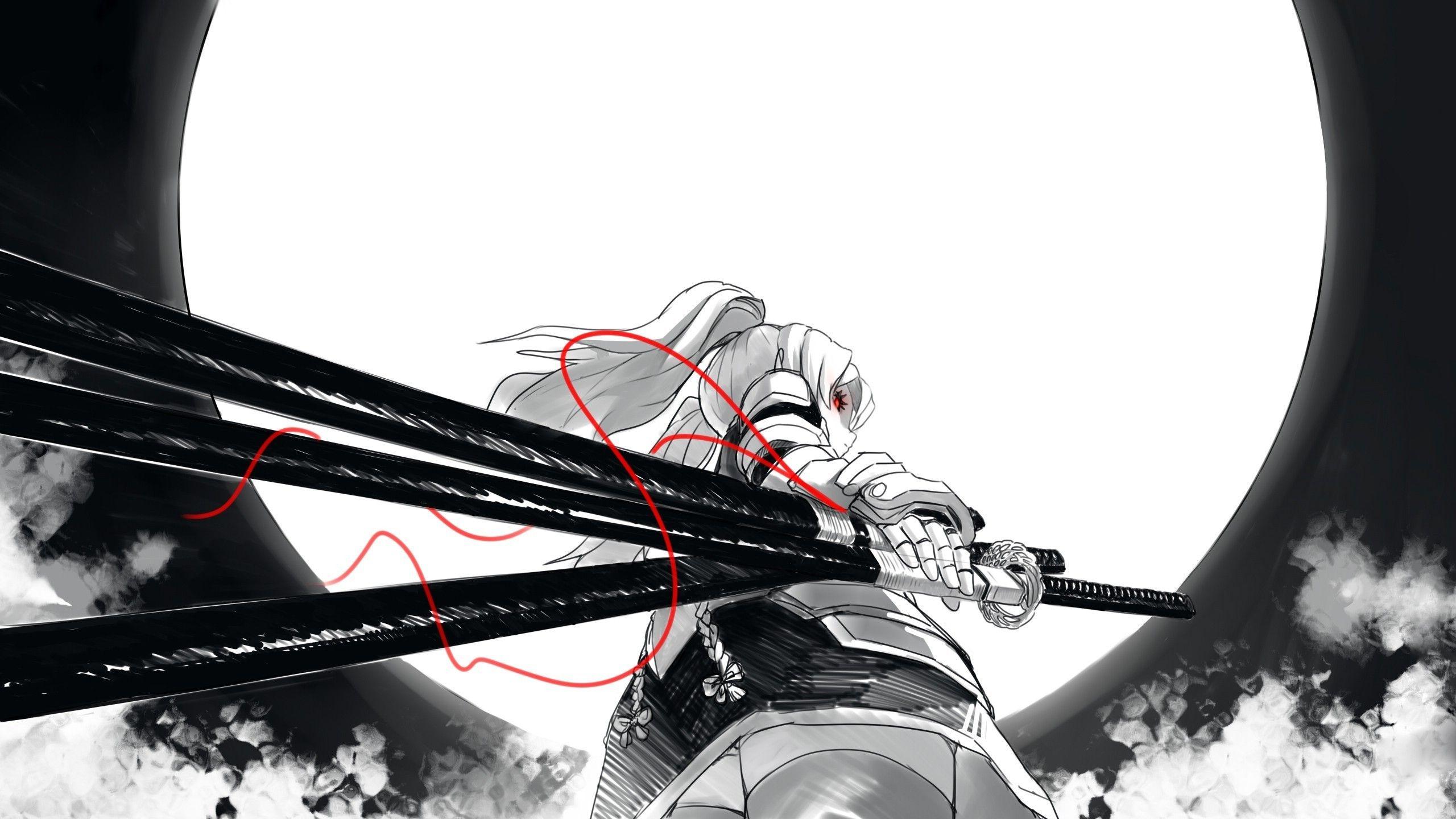 2560x1440 Samurai girl Wallpaper