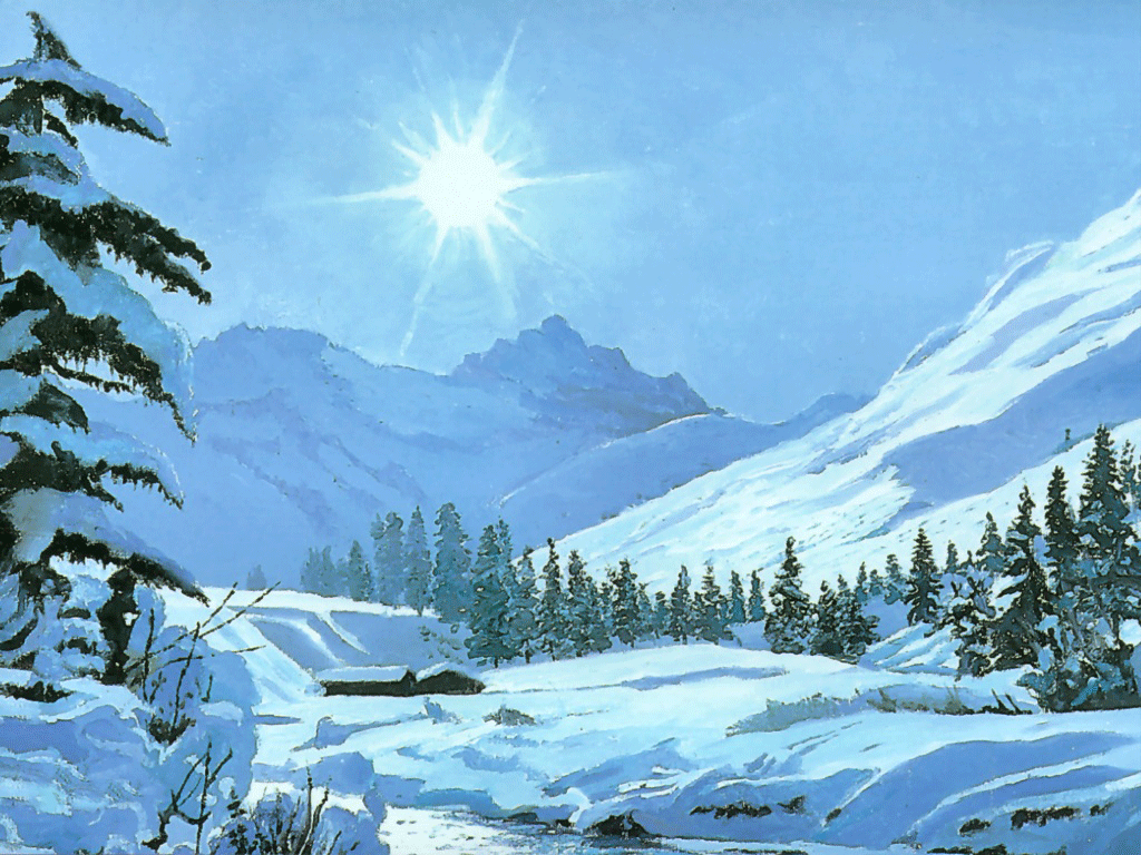 1024x768 Christmas Winter Scenes Wallpaper Free