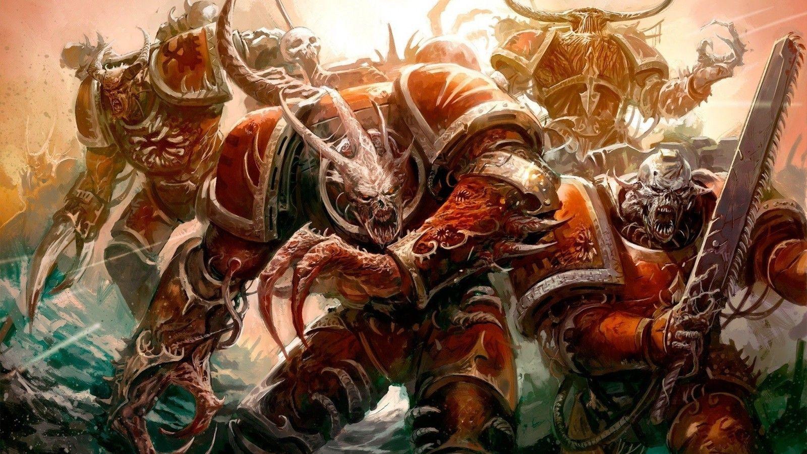 1600x900 Download 1600x900 Warhammer 40k, Chaos Space Marines, War, Monsters, Artwork Wallpaper