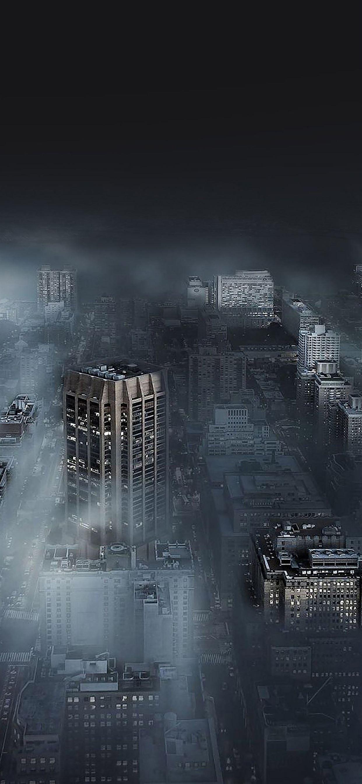 1242x2688 Dark city in fog iPhone 11 Wallpaper Free Download