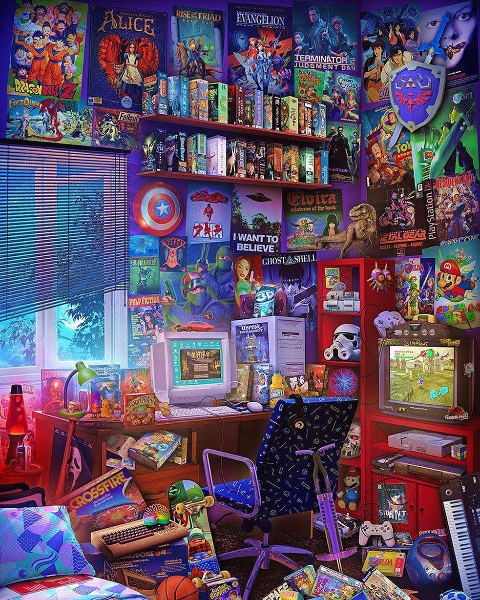 983x1229 Fictional▫️Action▫️Crossover on Instagram: “#ChildhoodNostalgia Art by Rachid Lotf #childhoodmemories #nostalg. Retro gaming art, Retro art, Game wallpaper iphone