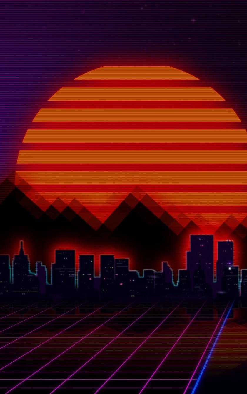 840x1336 Car In Artistic City Retrowave, HD 4K Wallpaper Quotes