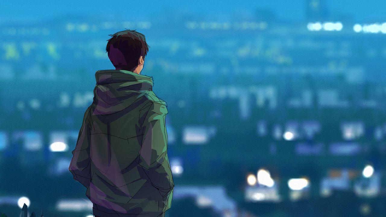 1280x720 Wallpaper art sad alone man lonely