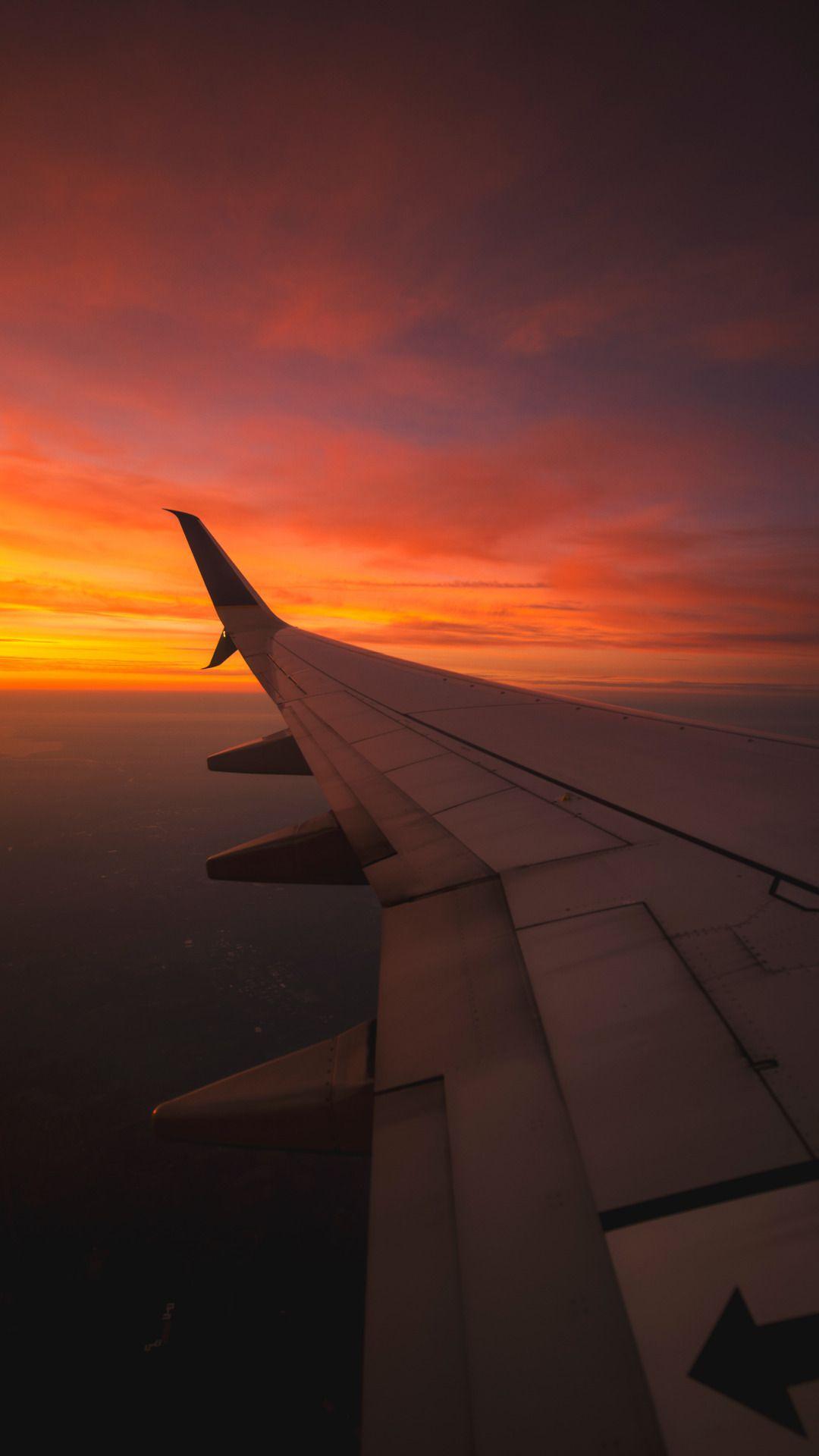 1080x1920 Aesthetic Plane Sunset Wallpaper