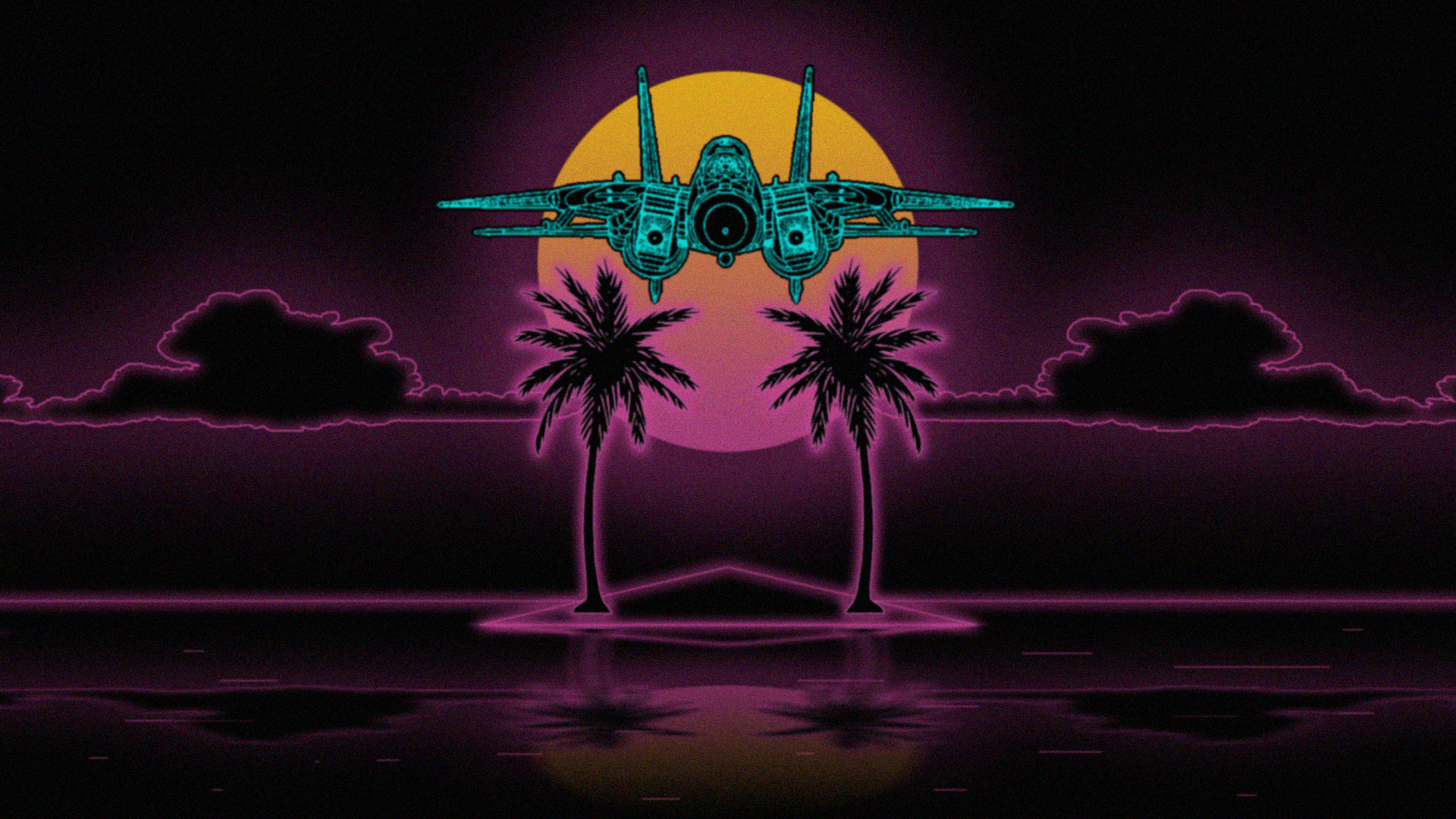 1920x1080 Vaporwave Tomcat for your viewing pleasure. (More GA planes and phone wallpaper in comments)