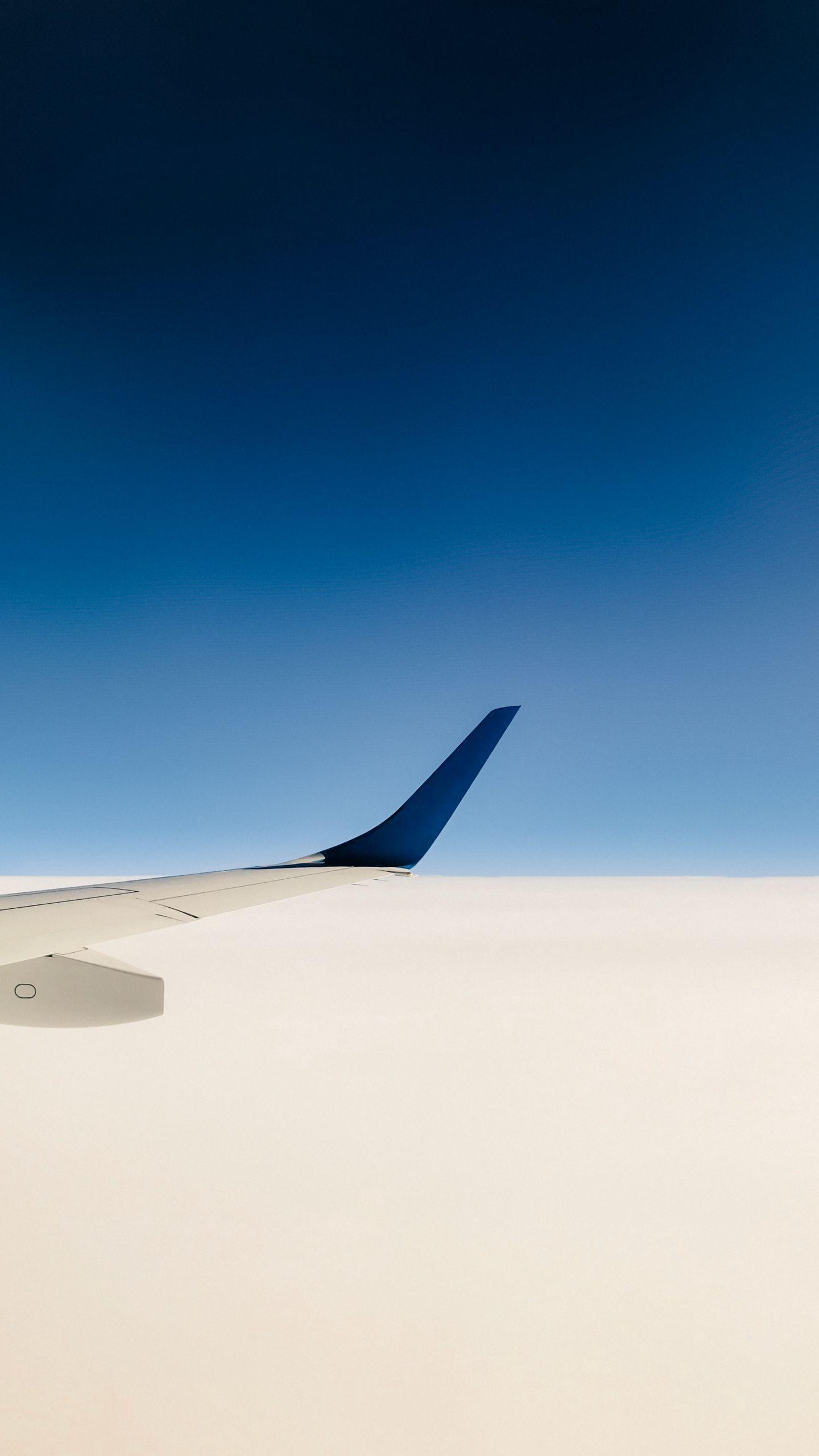 1440x2560 Download wallpaper 1440x2560 plane, wing, sky, minimalism, blue, white qhd samsung galaxy s s edge, note, lg g4 HD background