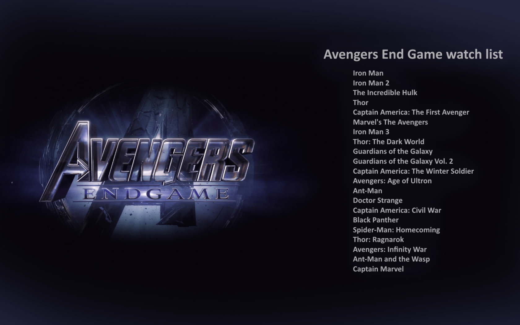 1680x1050 Free download Rewatching all the movies in preparation for endgame Made this to [1920x1080] for your Desktop, Mobile & Tablet. Explore Avengers Endgame Logo Wallpaper. Avengers Endgame Logo Wallpaper