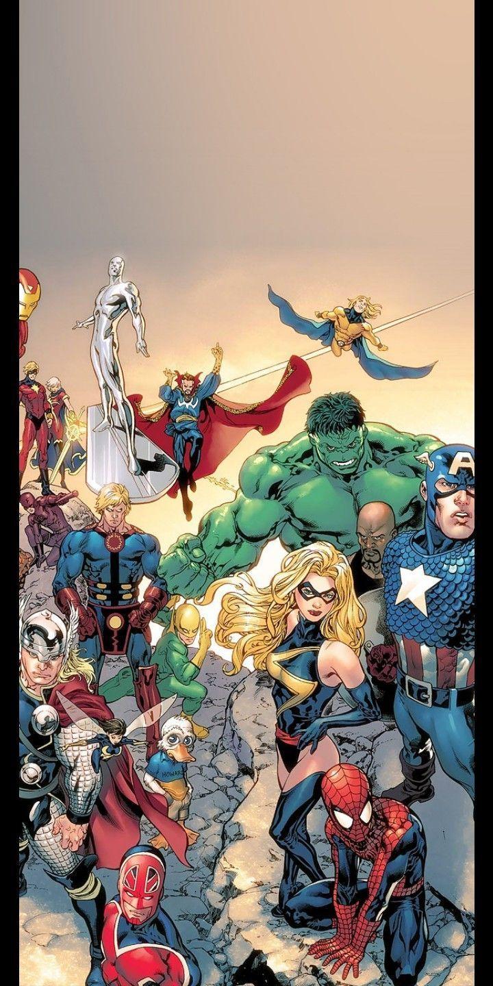 720x1440 Cartoon Superheroes iPhone X Wallpaper